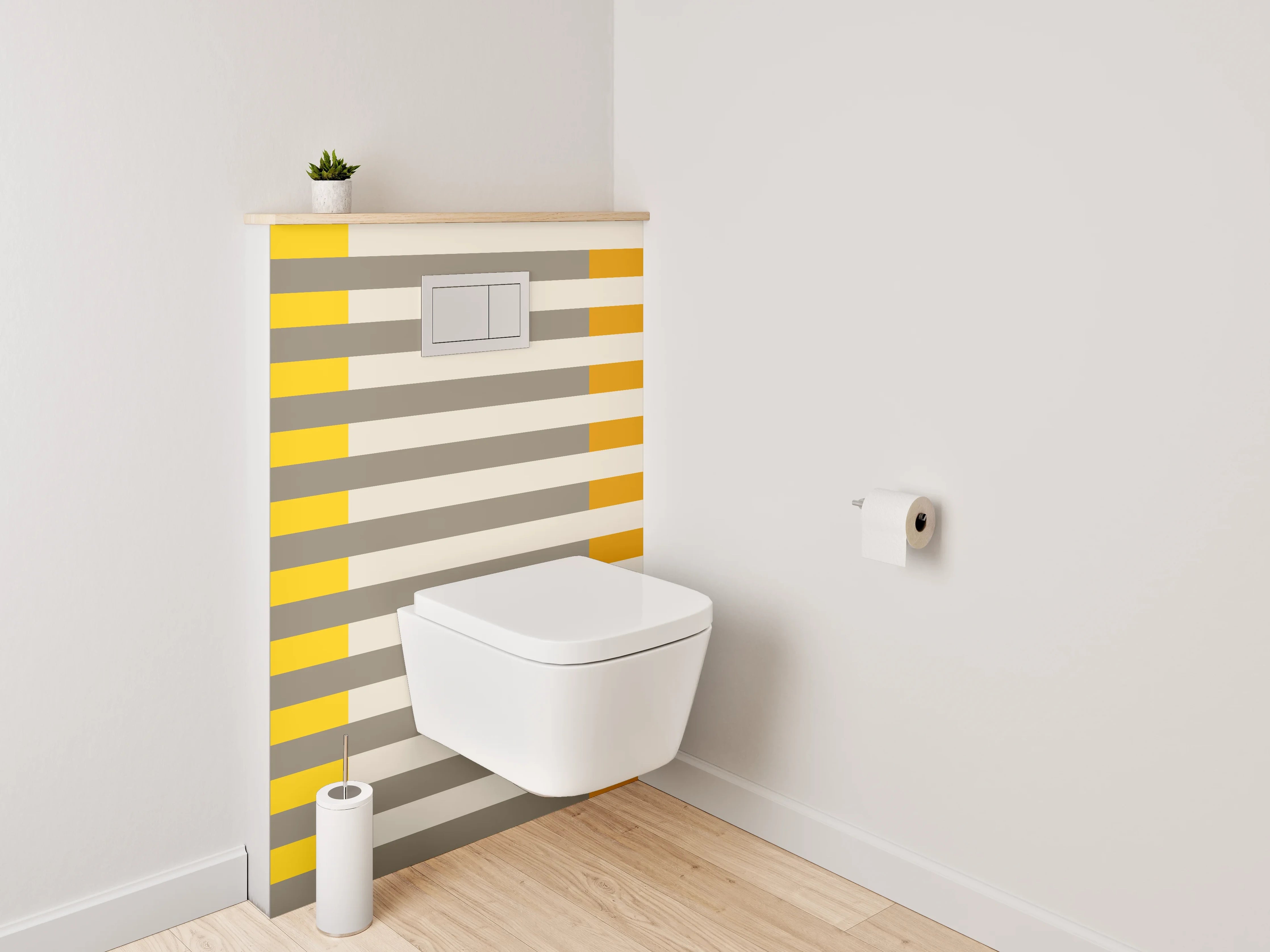 WC-Rückwand - Modernes Streifenmuster Gelb Grau Beige