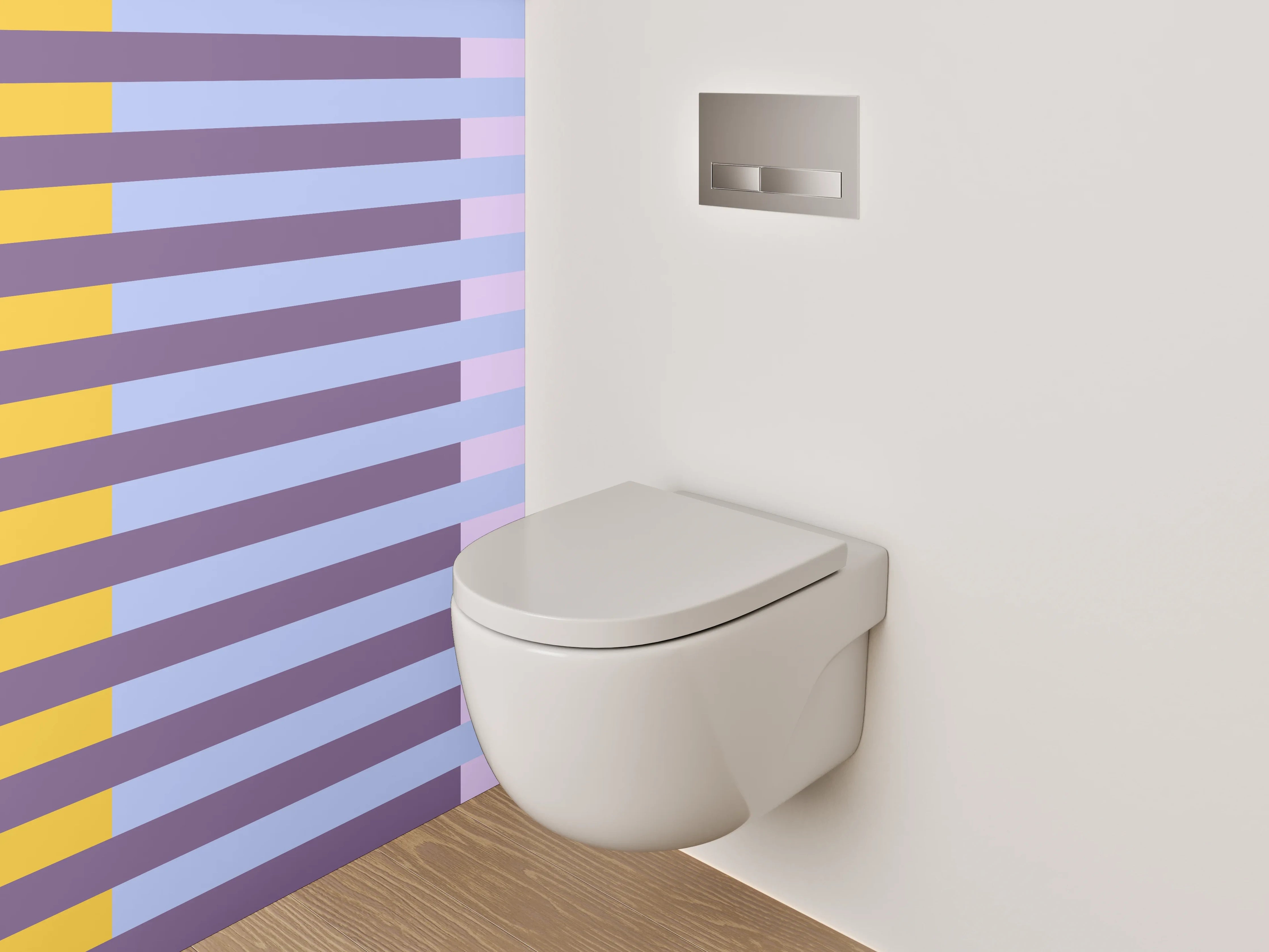 WC-Rückwand - Modernes Streifenmuster Gelb Lila Blau
