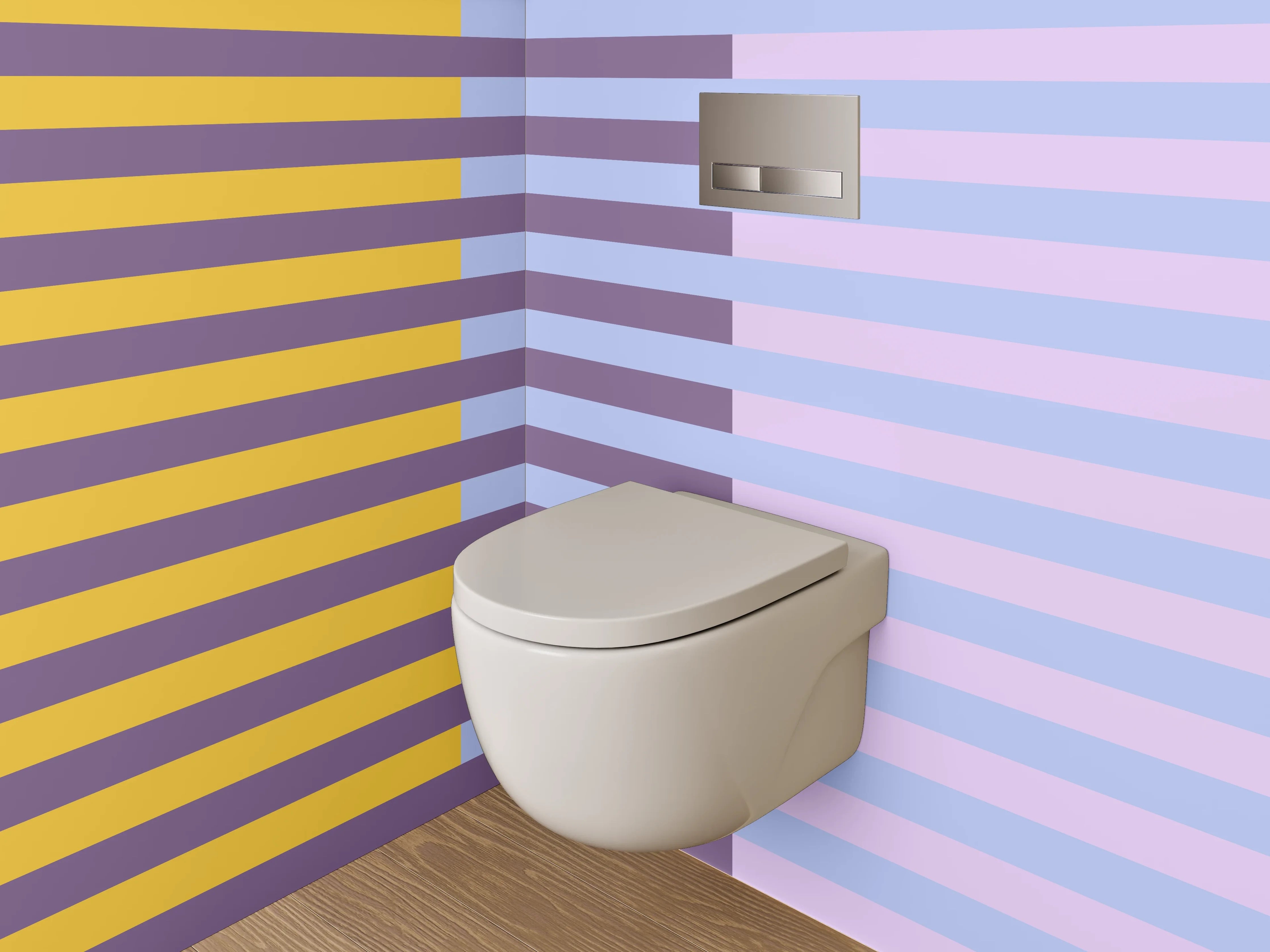 WC-Rückwand - Modernes Streifenmuster Gelb Lila Blau