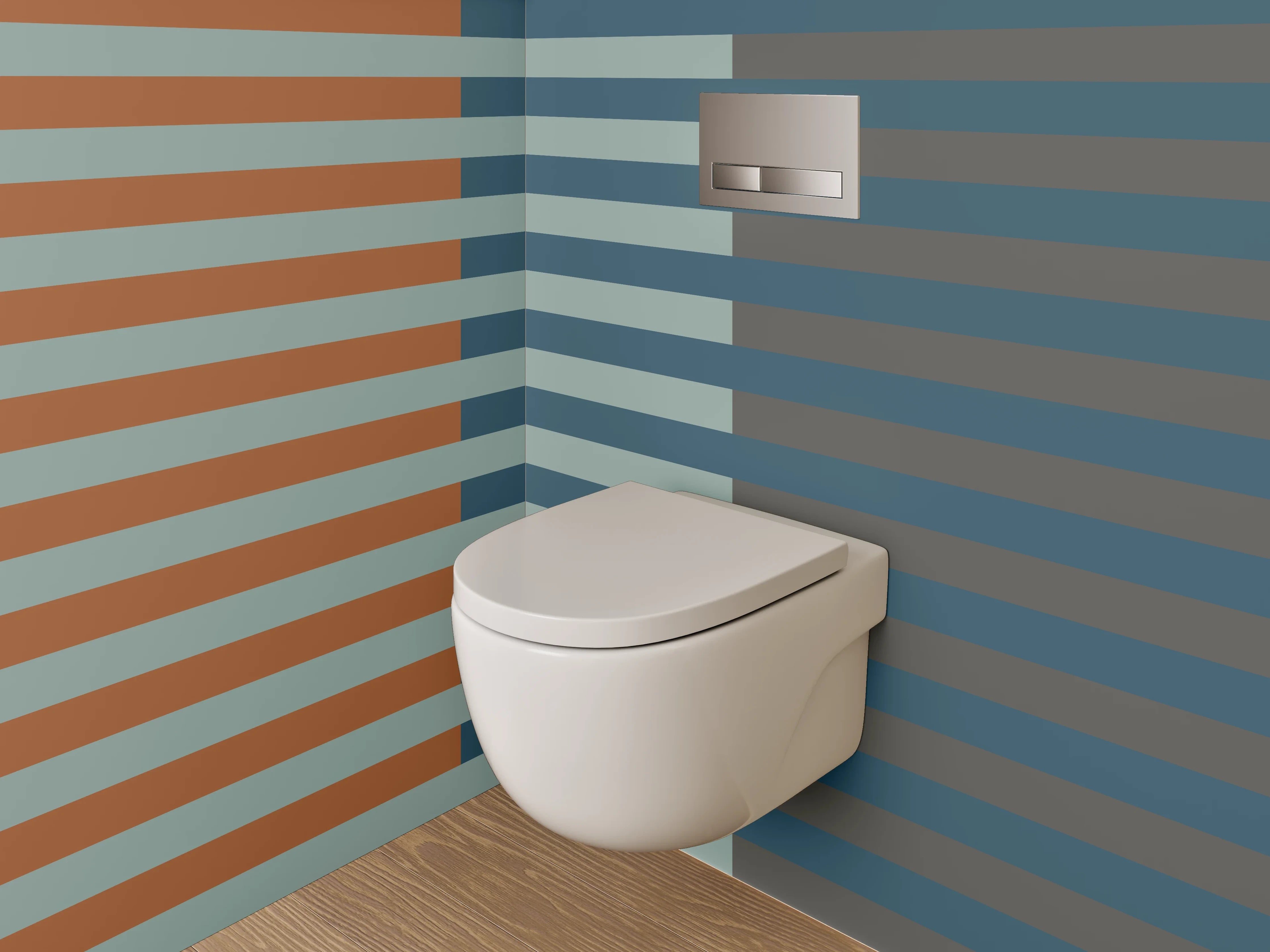 WC-Rückwand - Modernes Streifenmuster Orange Blau