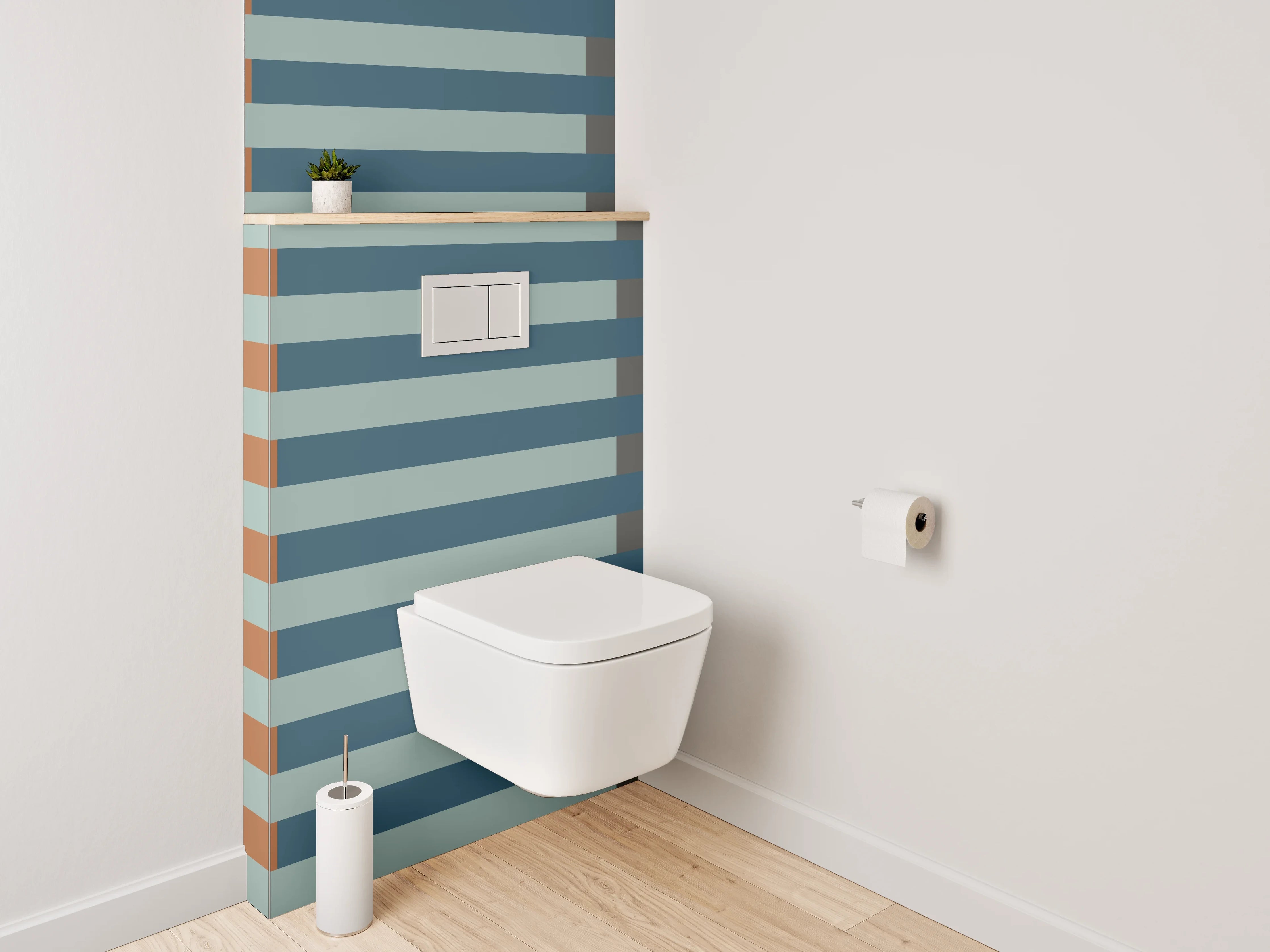WC-Rückwand - Modernes Streifenmuster Orange Blau