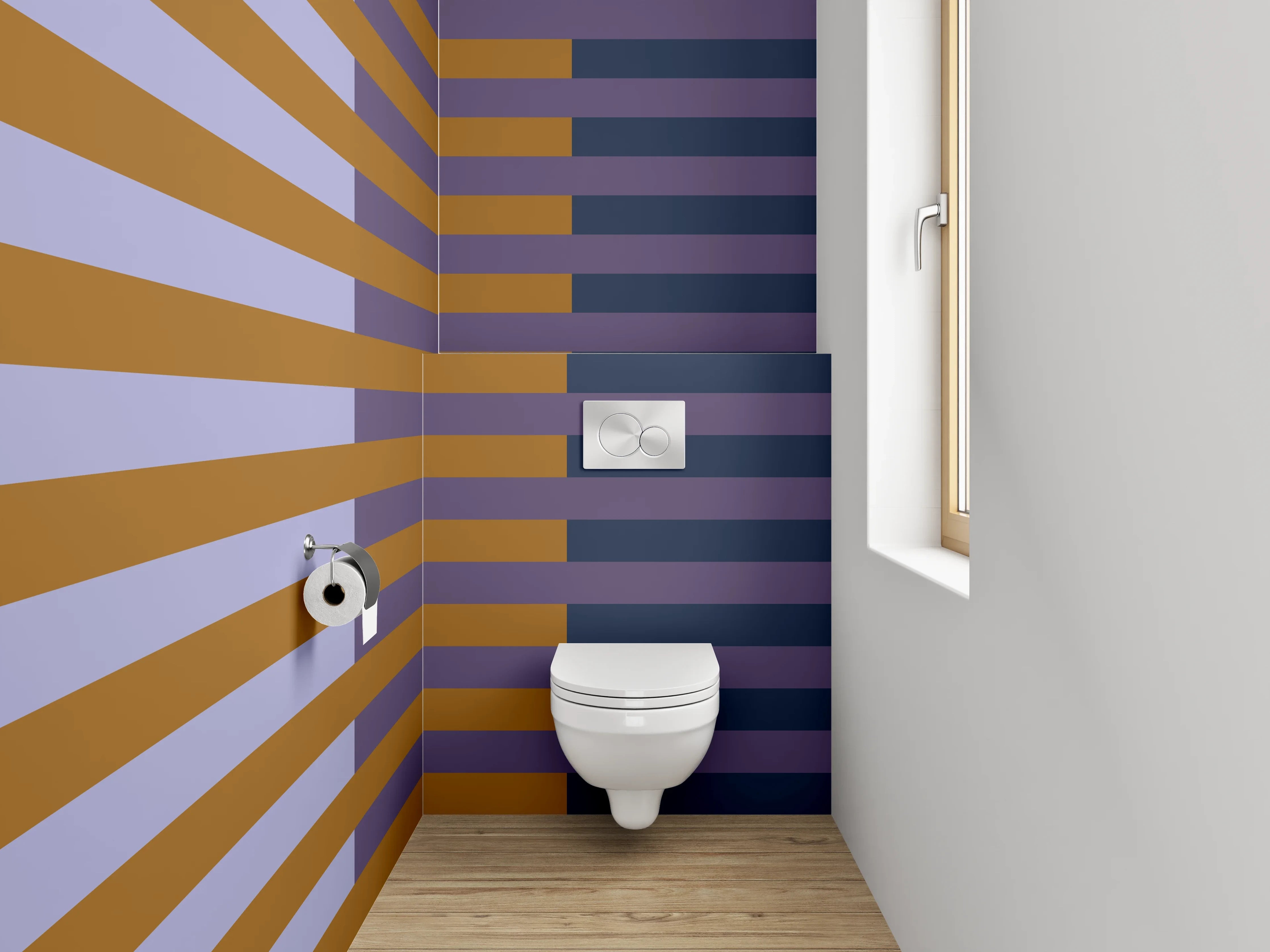 WC-Rückwand - Modernes Streifenmuster Retro-Look