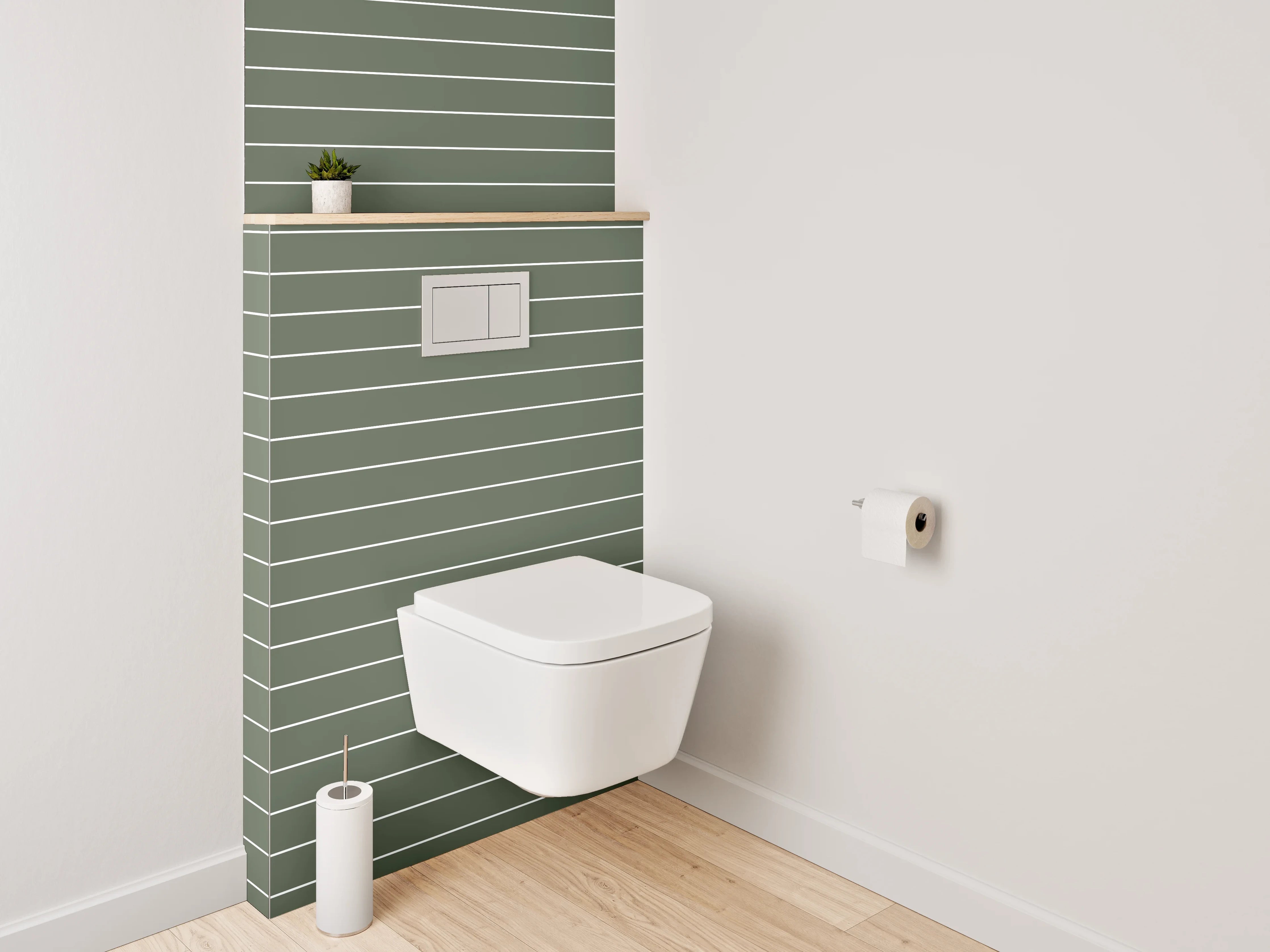 WC-Rückwand - Modernes Streifenmuster grün-weiß