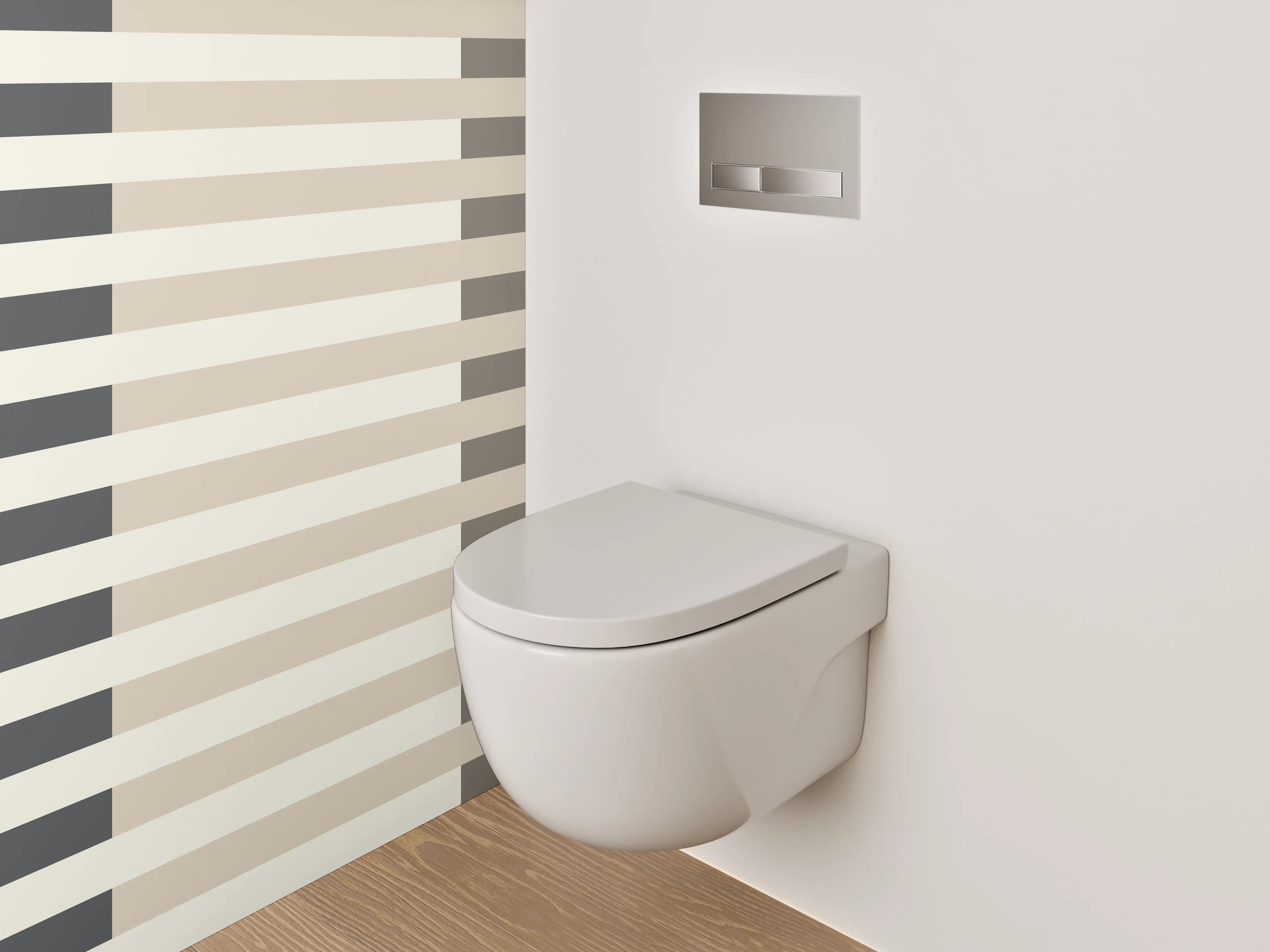 WC-Rückwand - Modernes Streifenmuster in Beige Grau Weiß