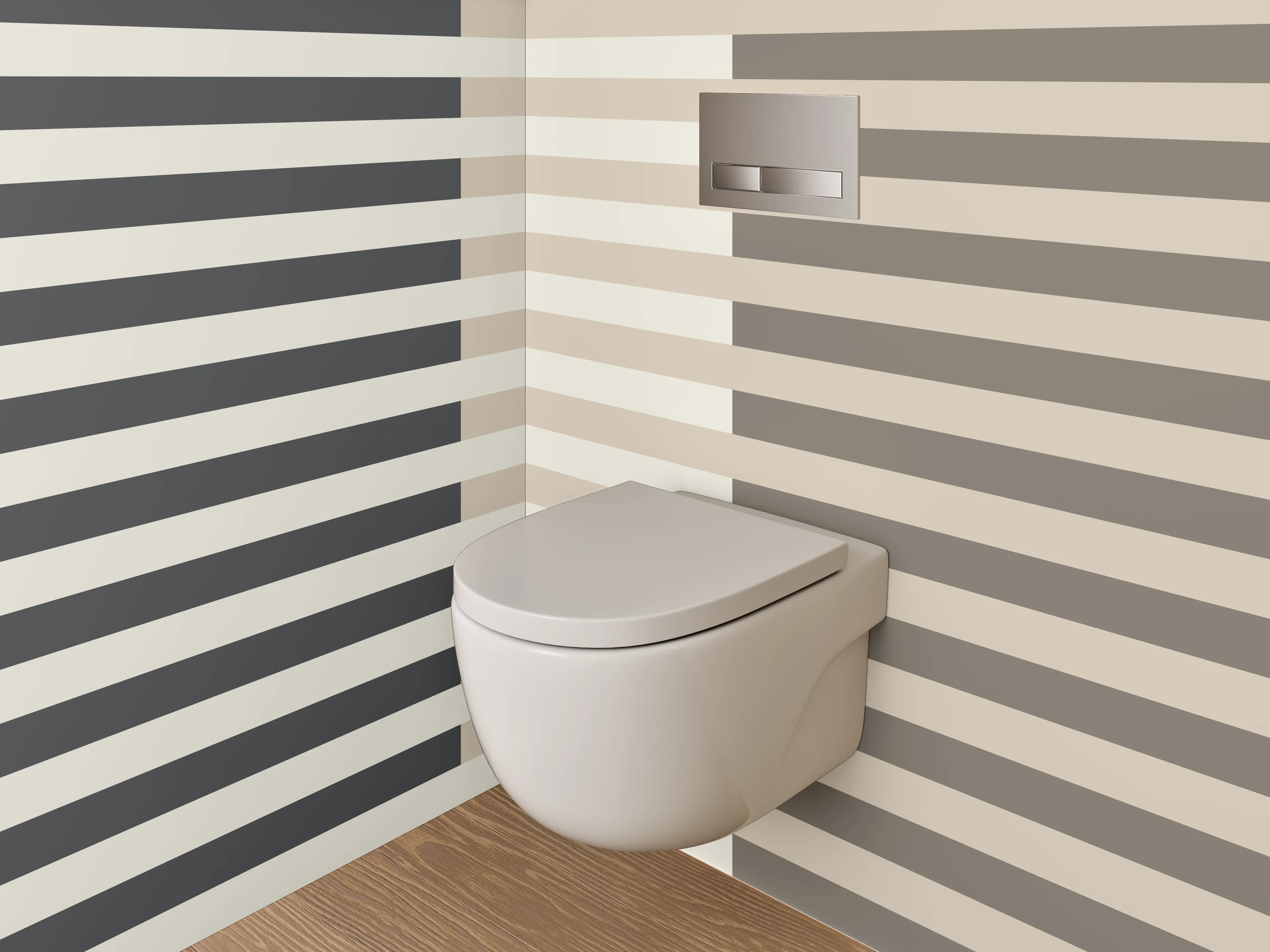 WC-Rückwand - Modernes Streifenmuster in Beige Grau Weiß