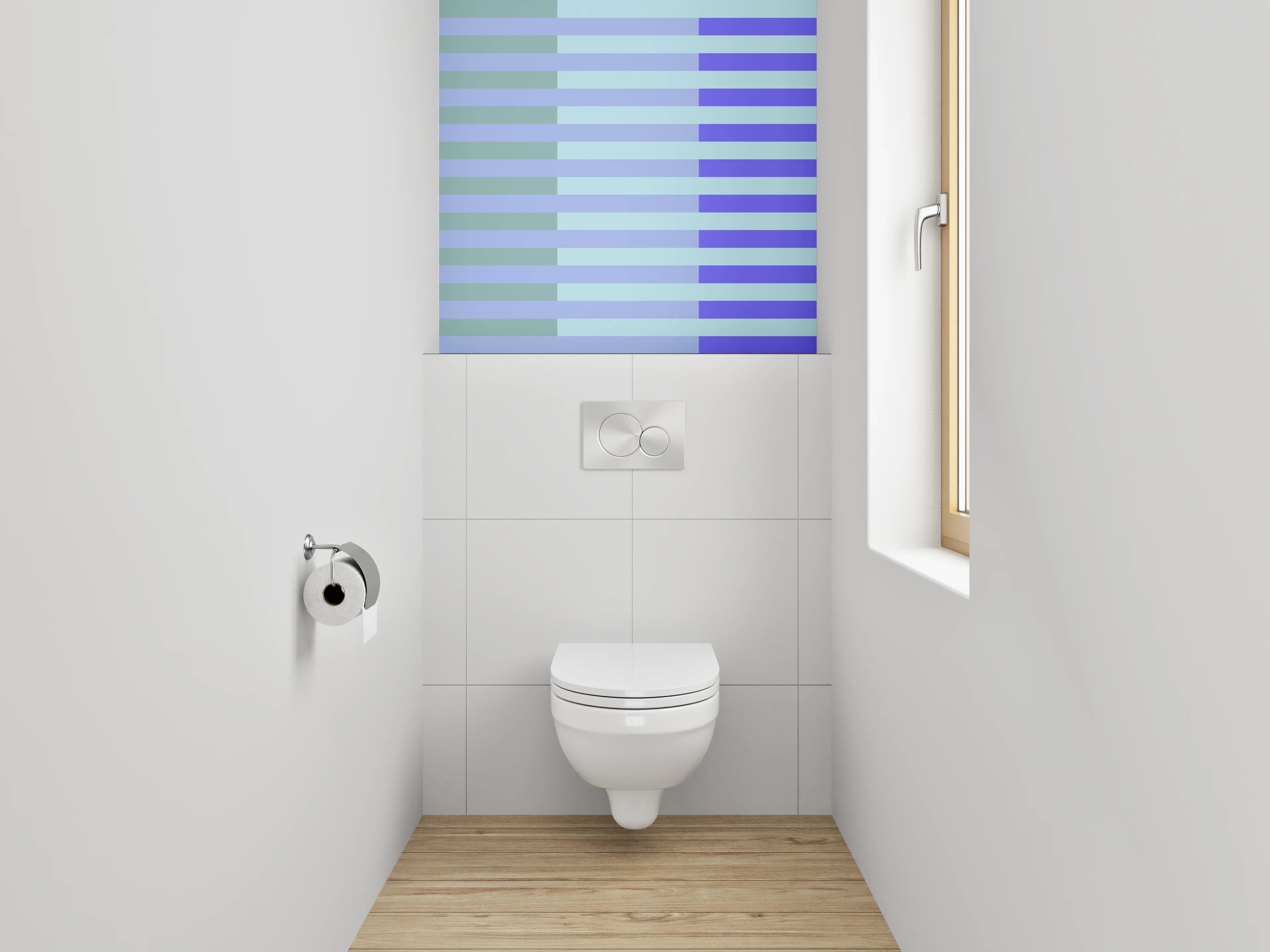 WC-Rückwand - Modernes Streifenmuster in Blau