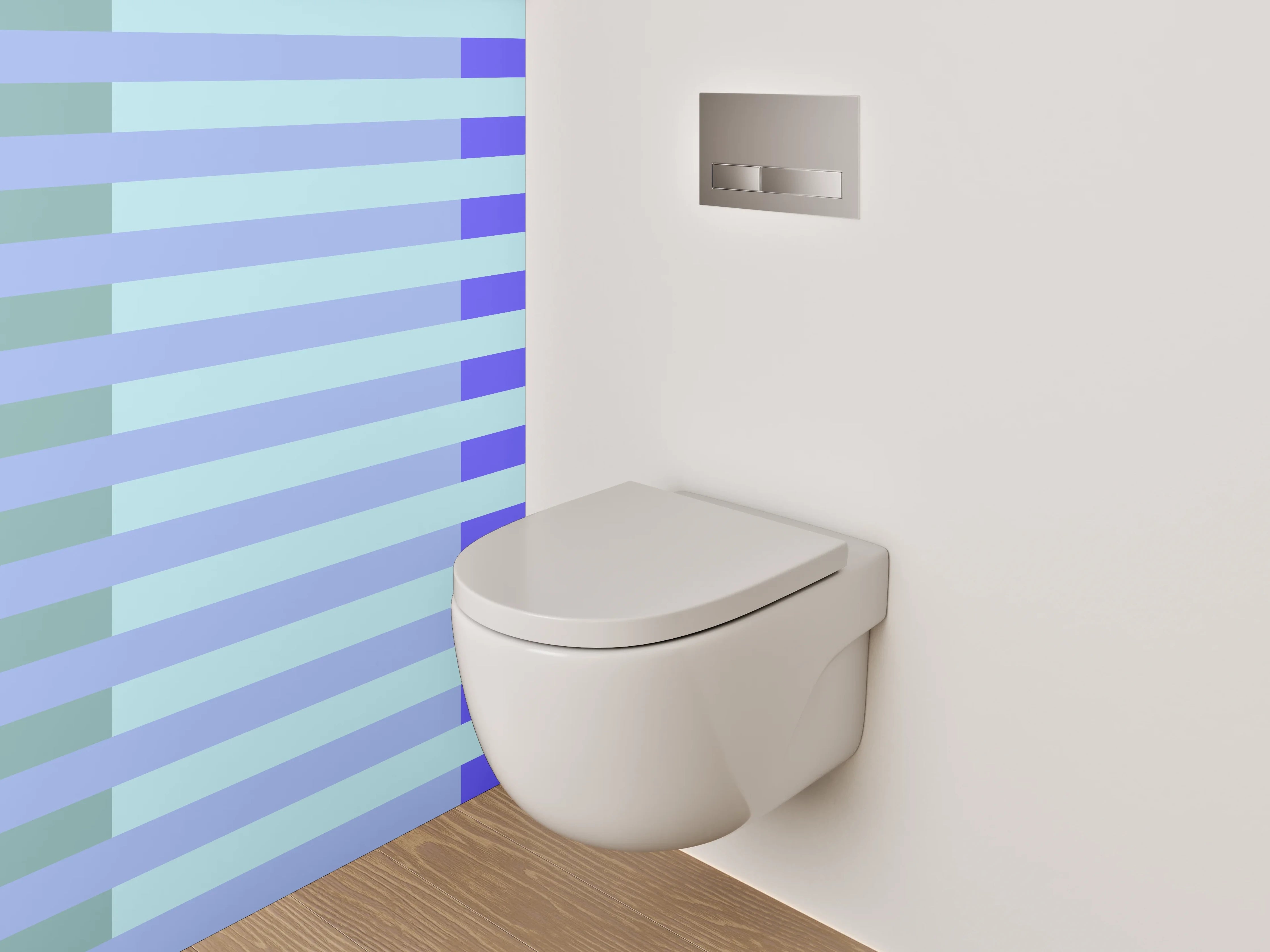 WC-Rückwand - Modernes Streifenmuster in Blau