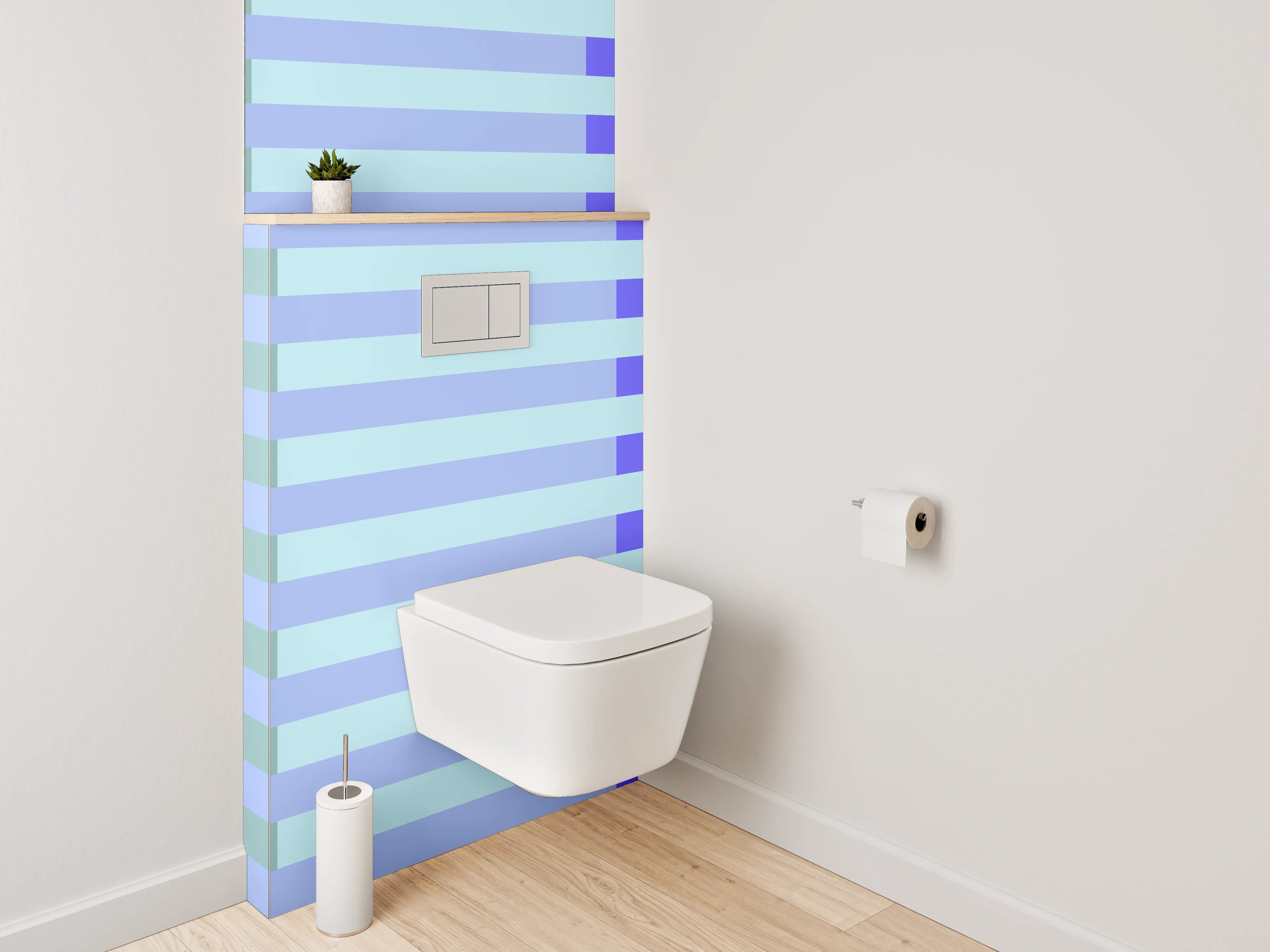 WC-Rückwand - Modernes Streifenmuster in Blau