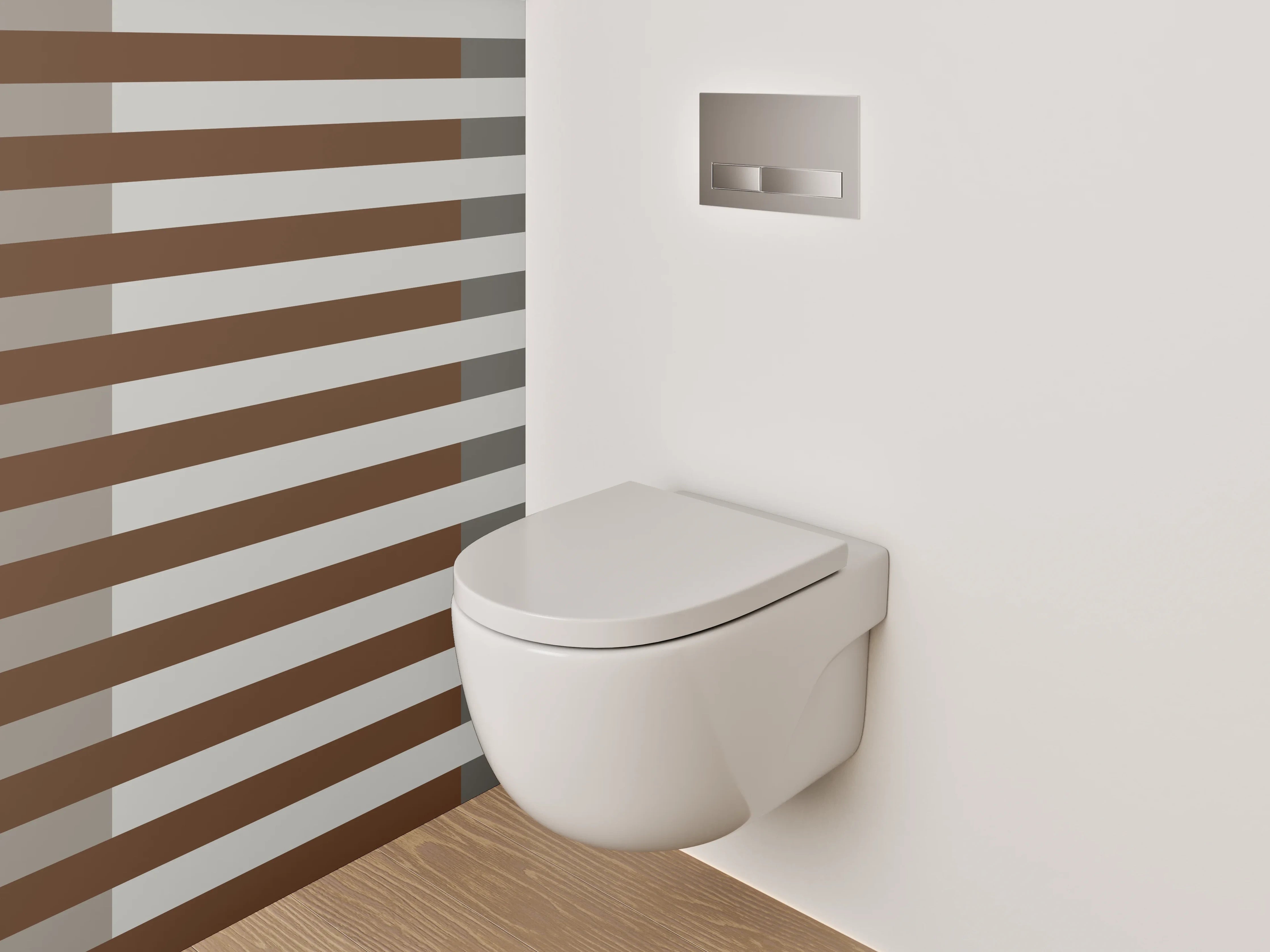 WC-Rückwand - Modernes Streifenmuster in Braun und Grau