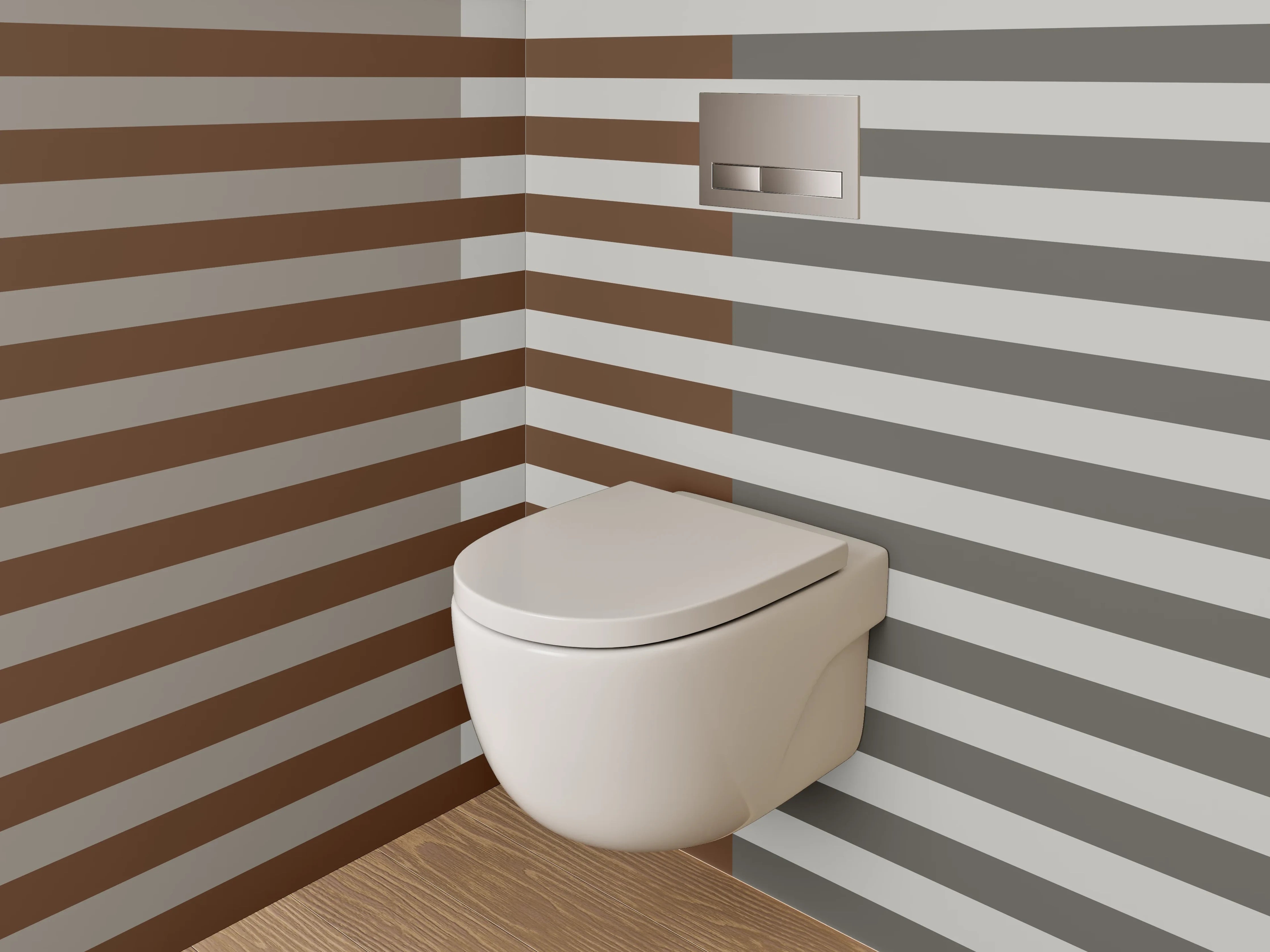 WC-Rückwand - Modernes Streifenmuster in Braun und Grau