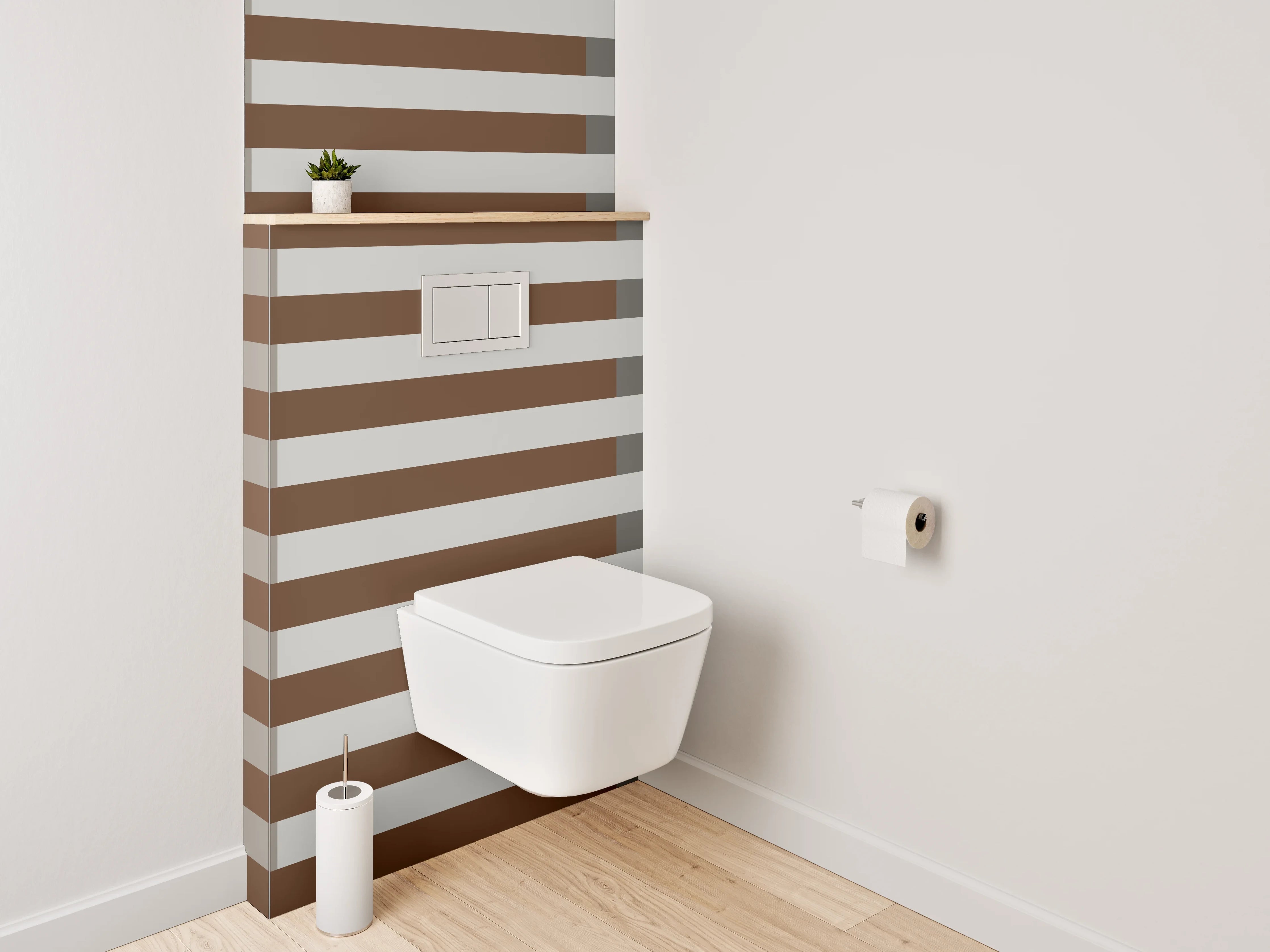 WC-Rückwand - Modernes Streifenmuster in Braun und Grau