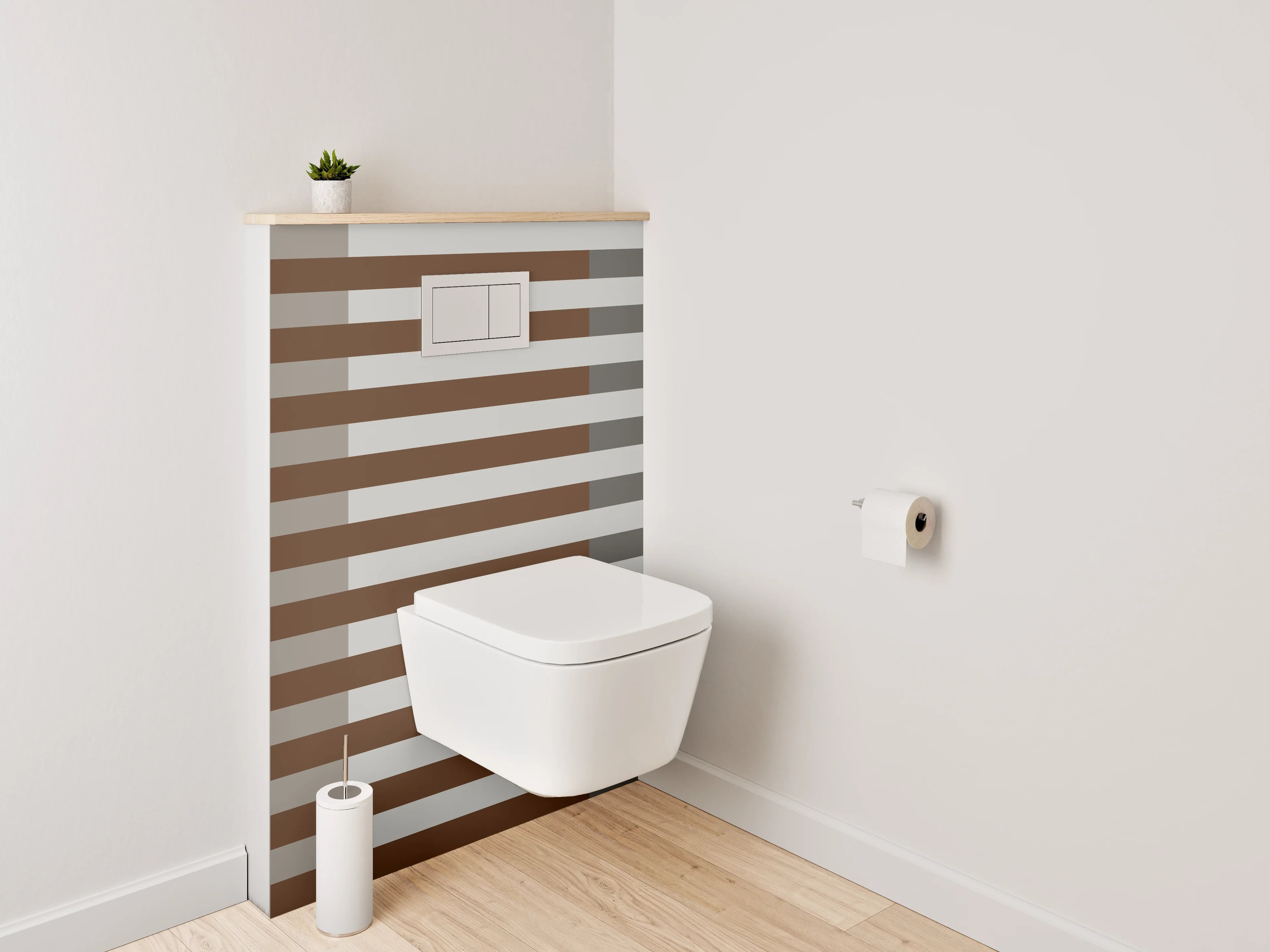 WC-Rückwand - Modernes Streifenmuster in Braun und Grau