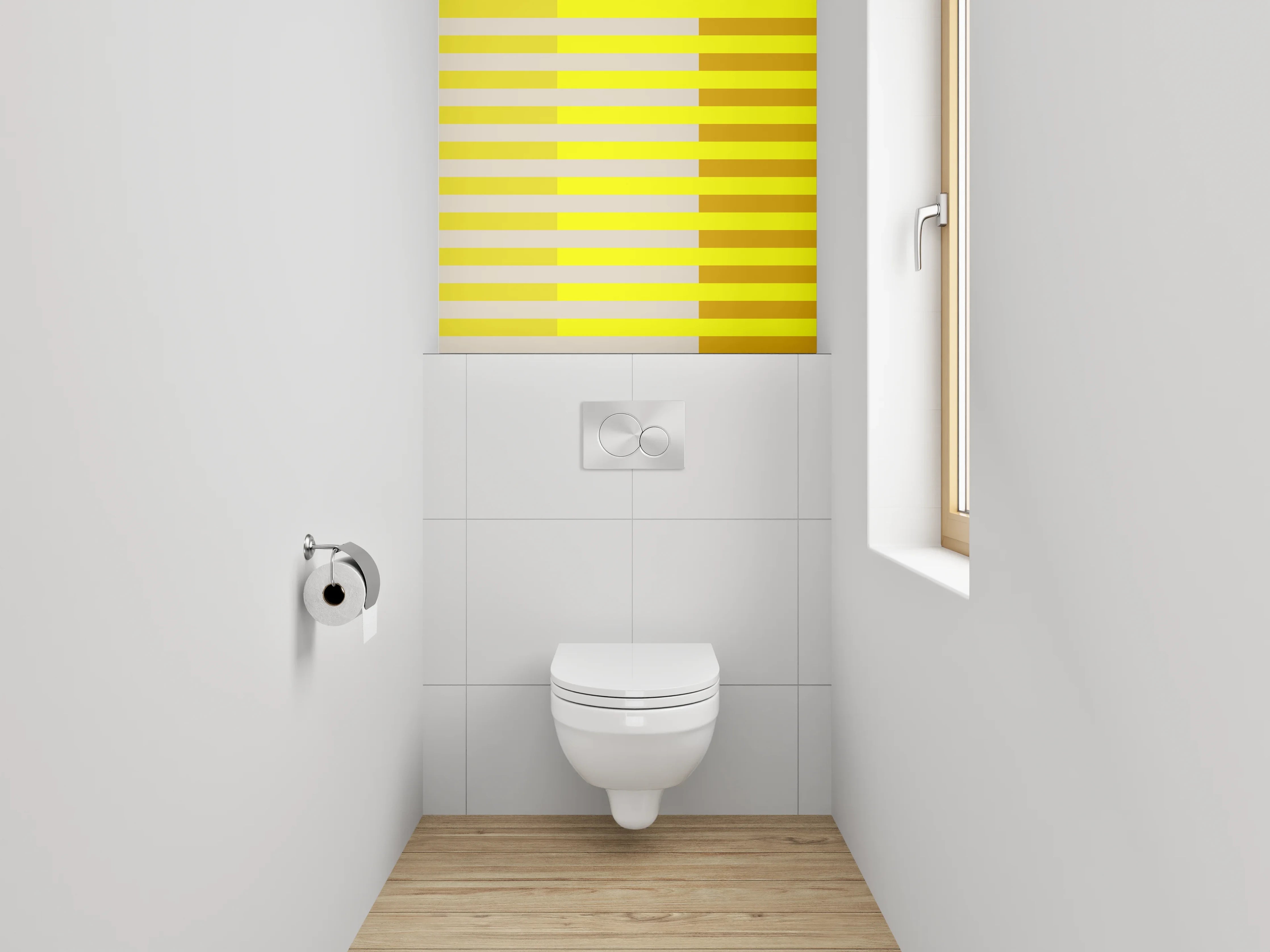 WC-Rückwand - Modernes Streifenmuster in Gelb und Beige