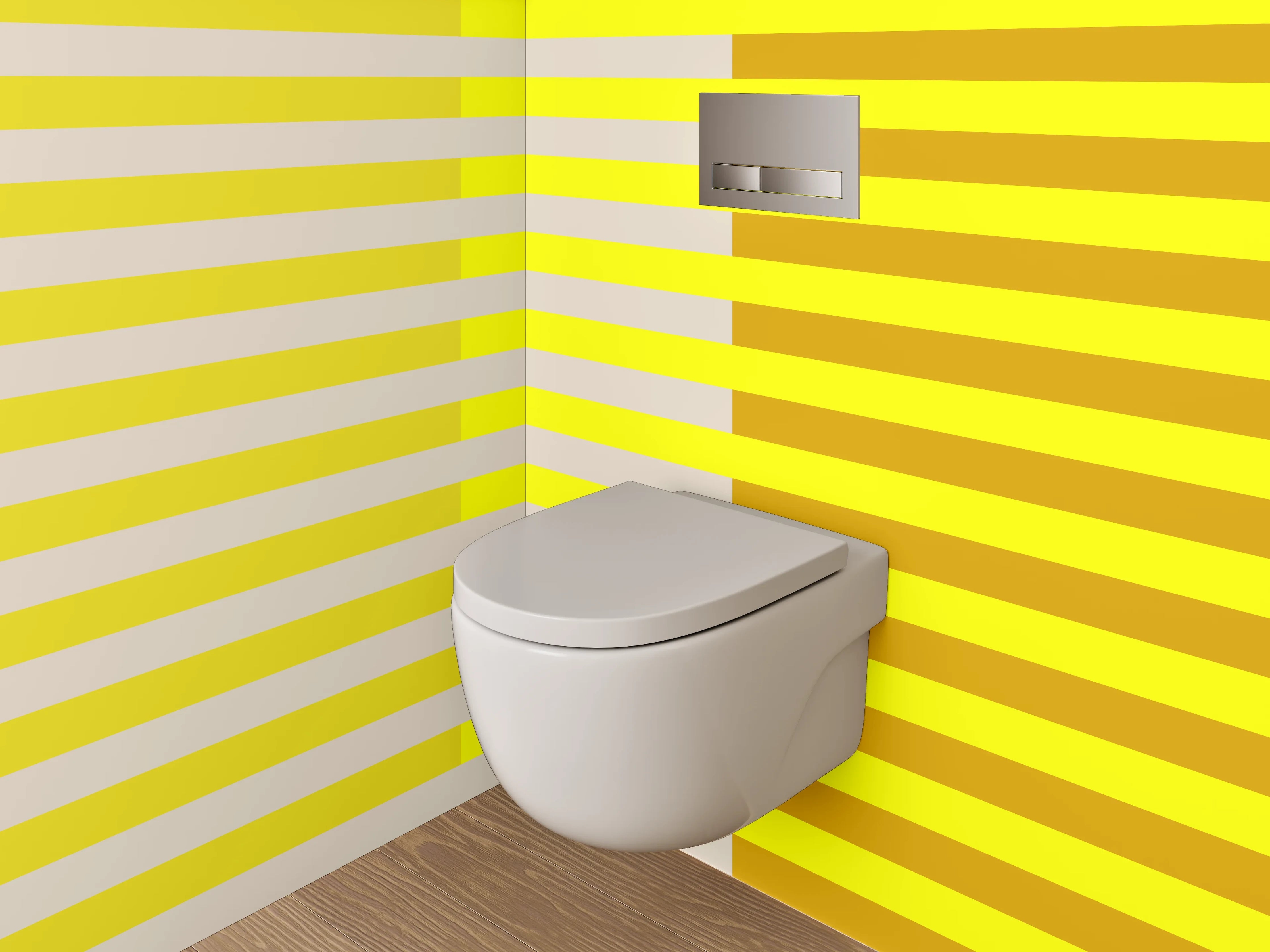WC-Rückwand - Modernes Streifenmuster in Gelb und Beige