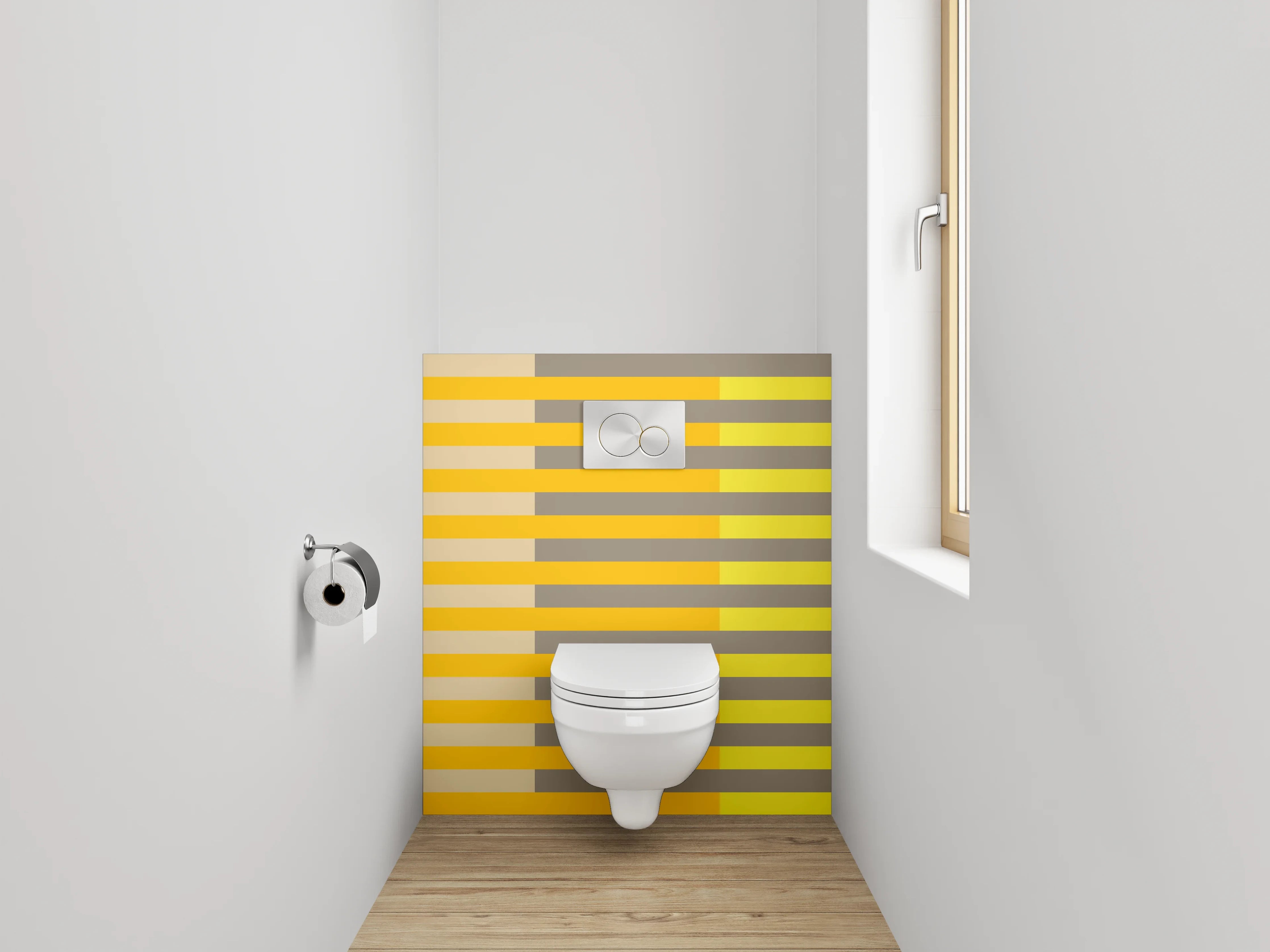 WC-Rückwand - Modernes Streifenmuster in Gelb und Orange