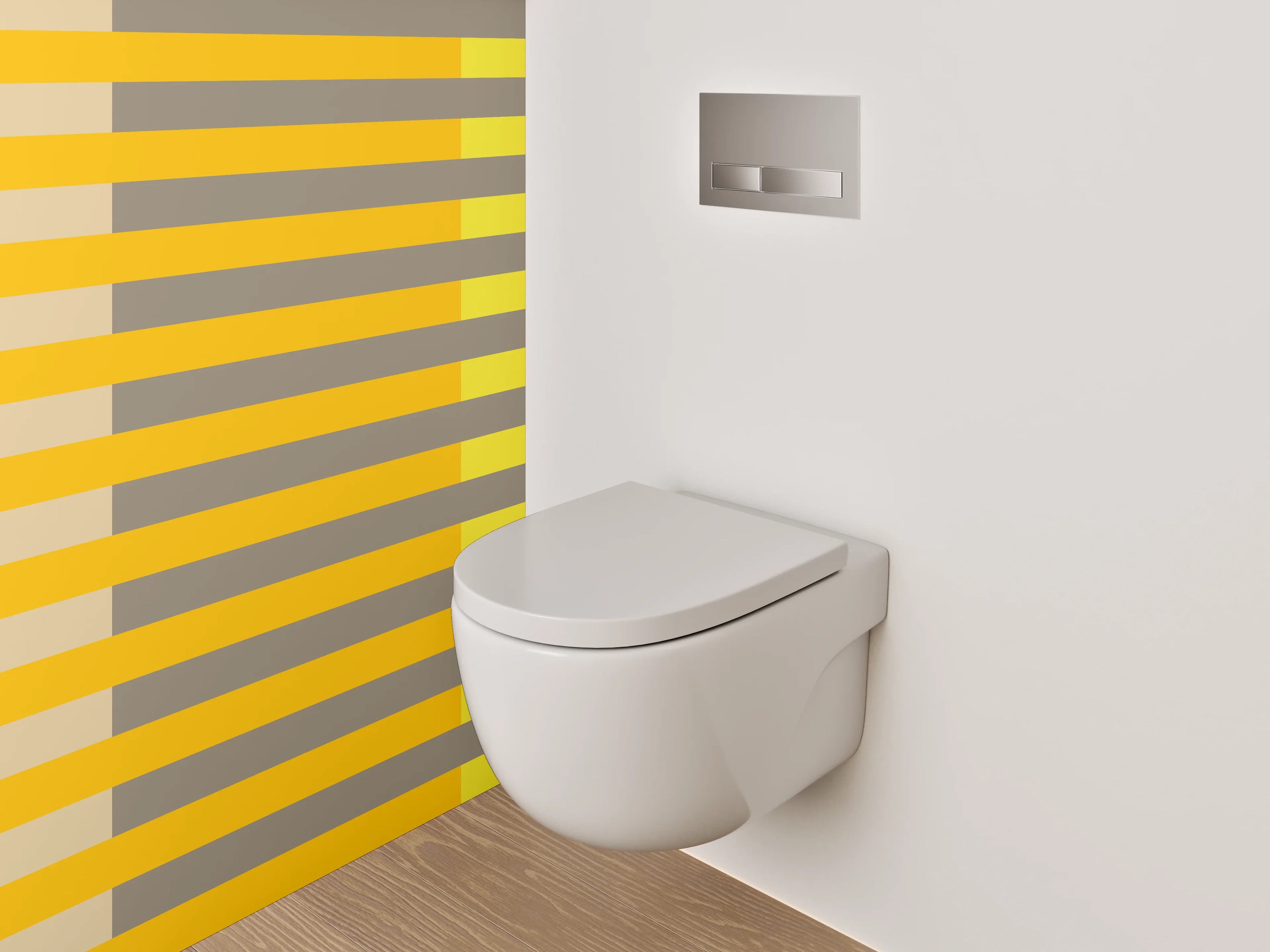 WC-Rückwand - Modernes Streifenmuster in Gelb und Orange
