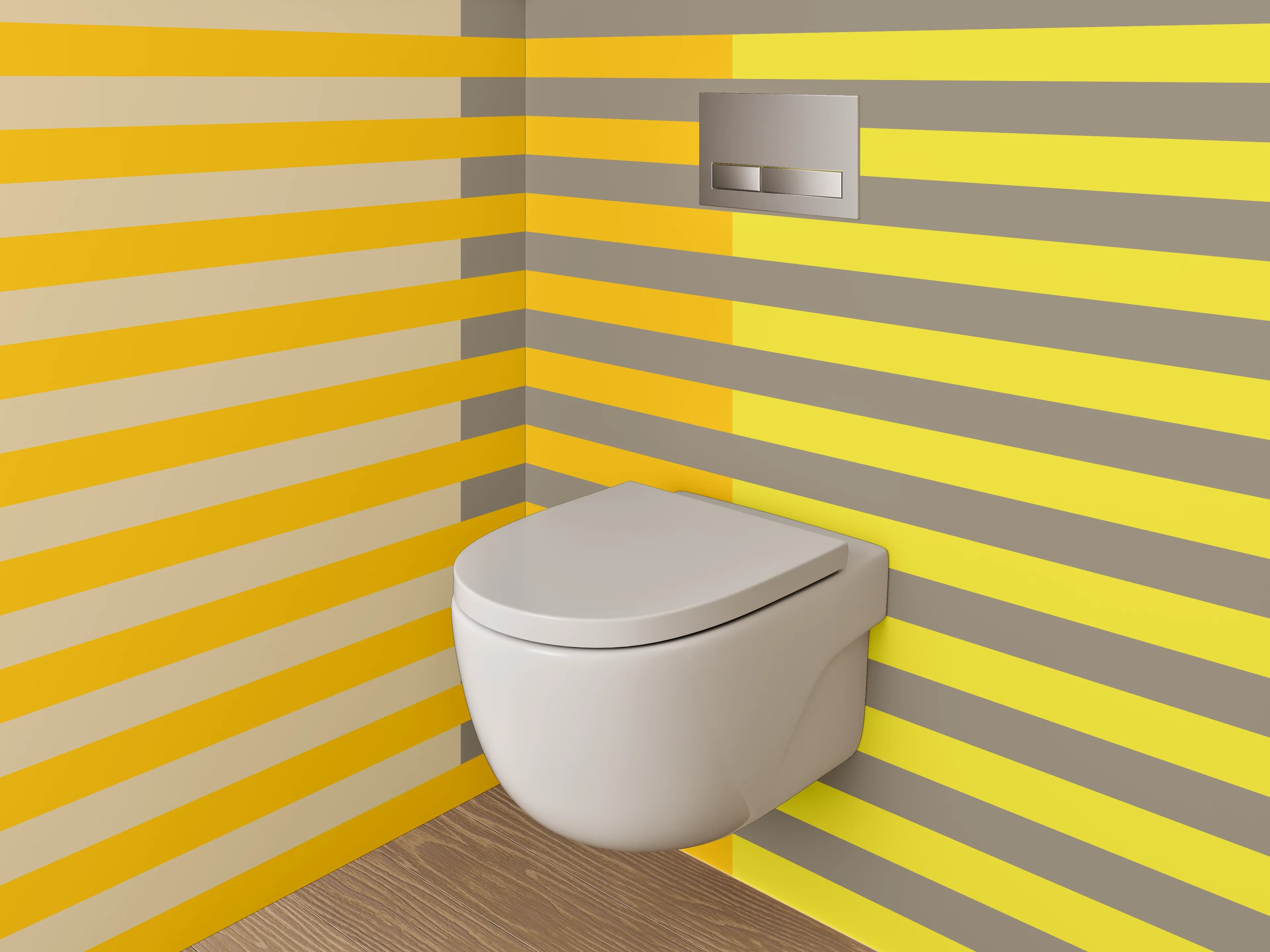 WC-Rückwand - Modernes Streifenmuster in Gelb und Orange