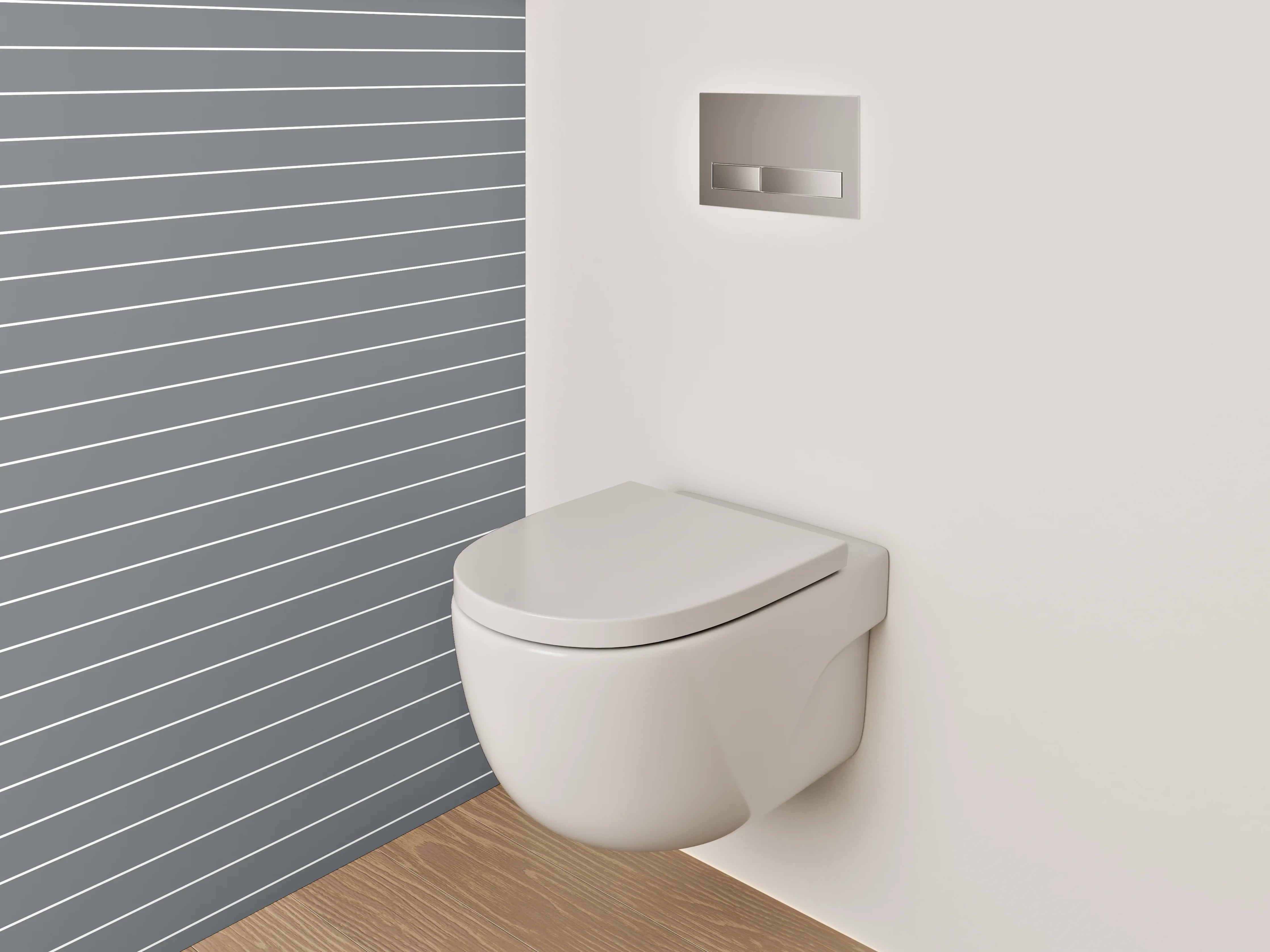 WC-Rückwand - Modernes Streifenmuster in Grau und Weiß