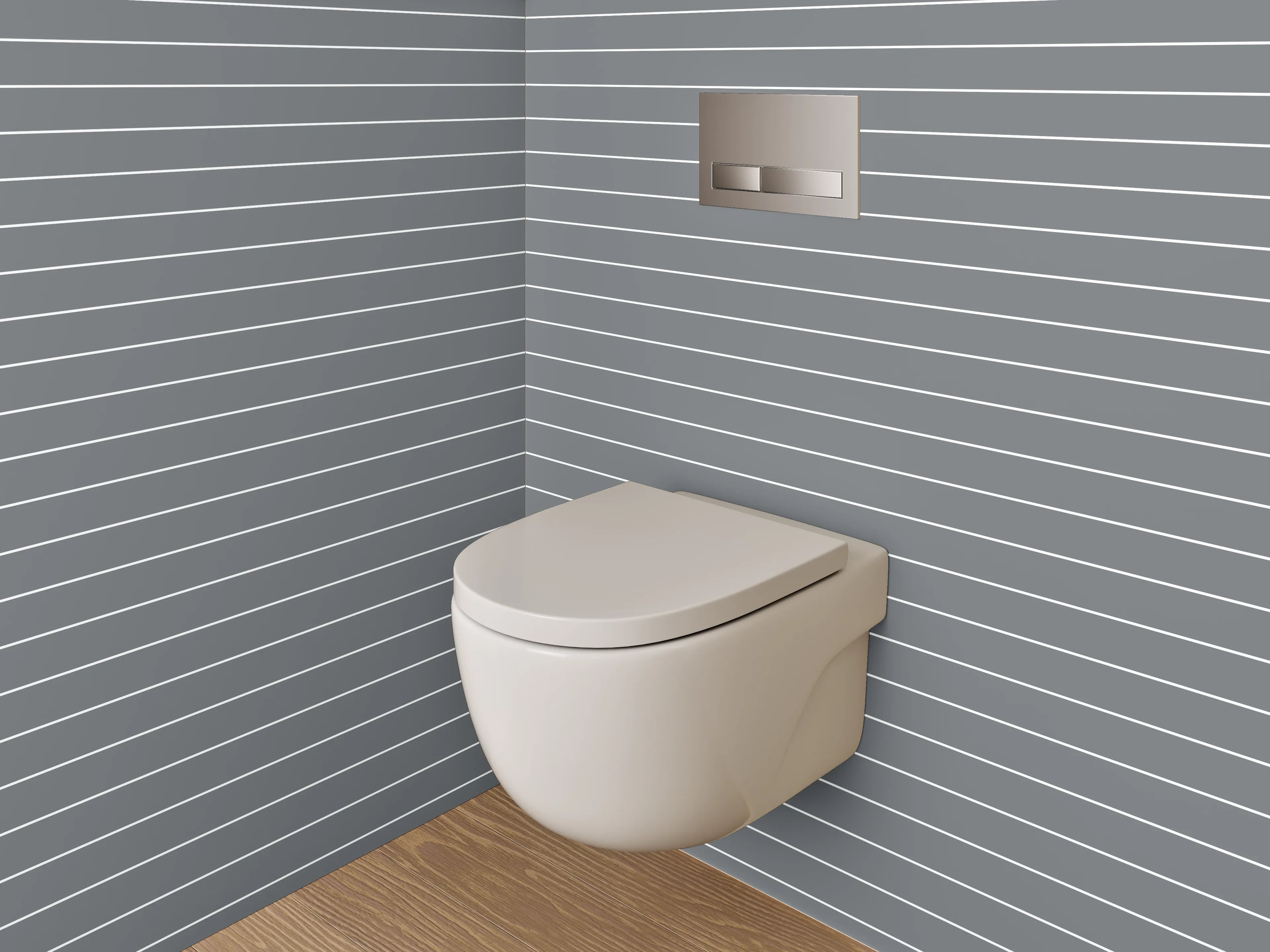 WC-Rückwand - Modernes Streifenmuster in Grau und Weiß