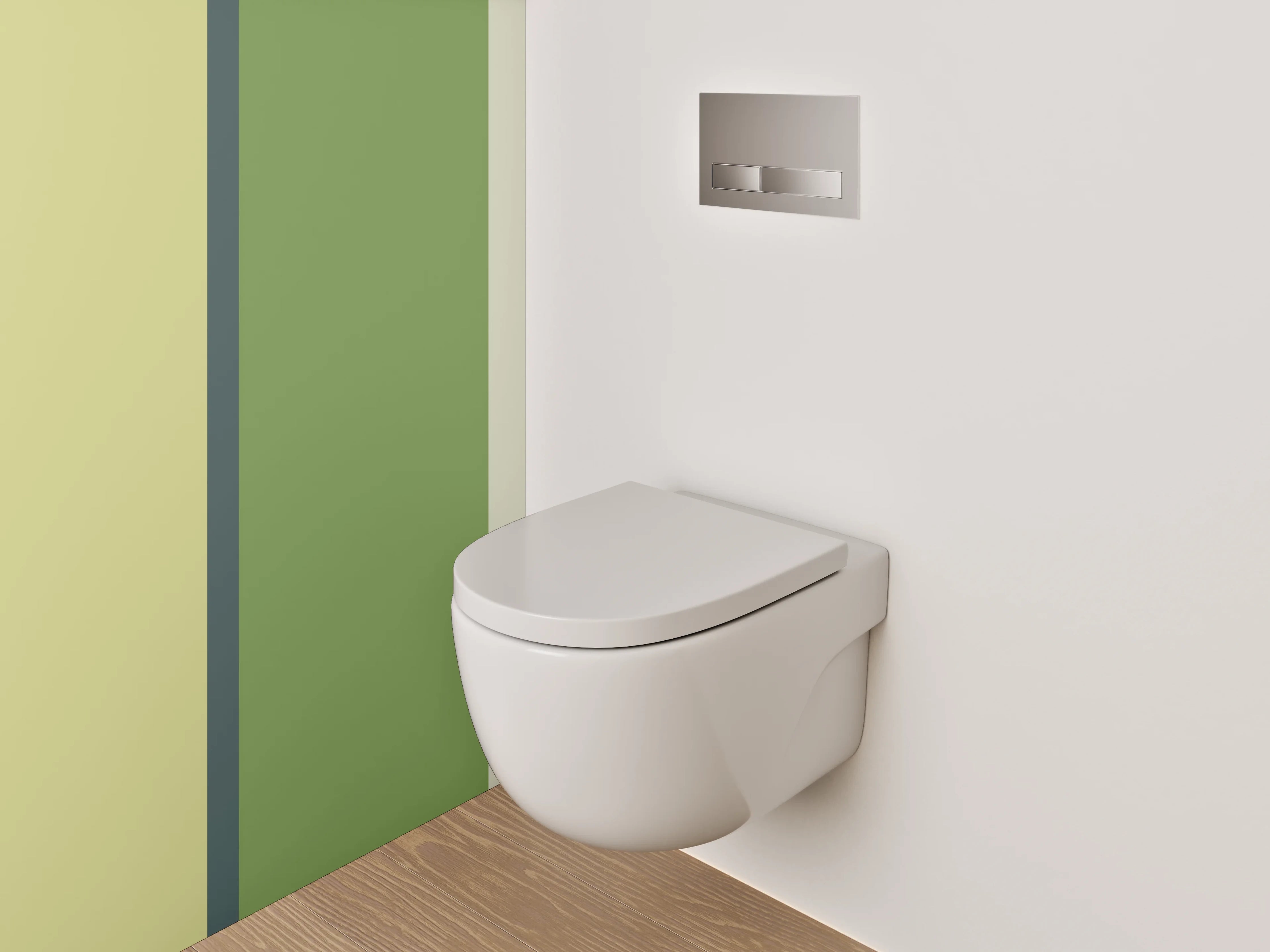 WC-Rückwand - Modernes Streifenmuster in Grün und Gelb