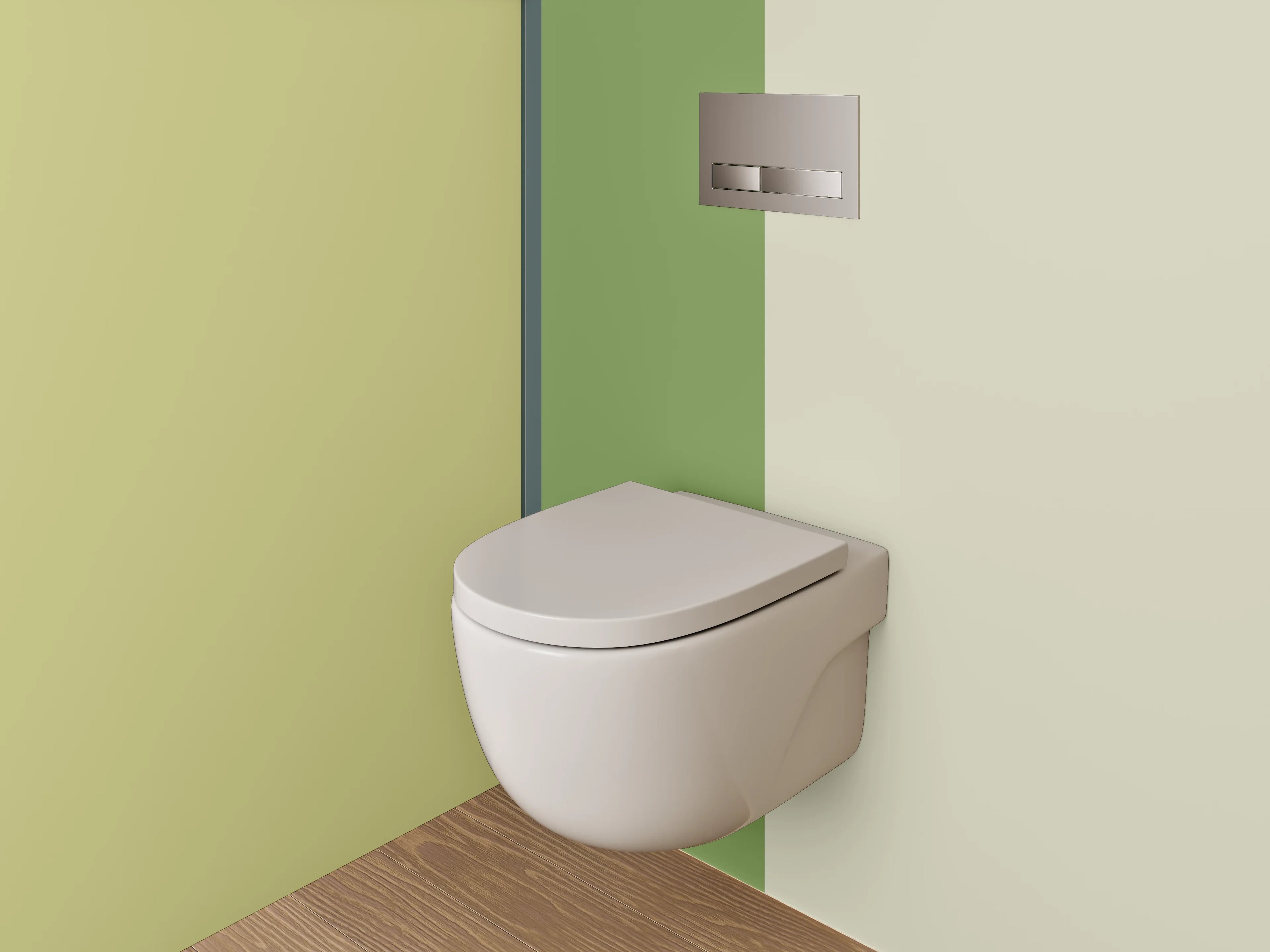 WC-Rückwand - Modernes Streifenmuster in Grün und Gelb