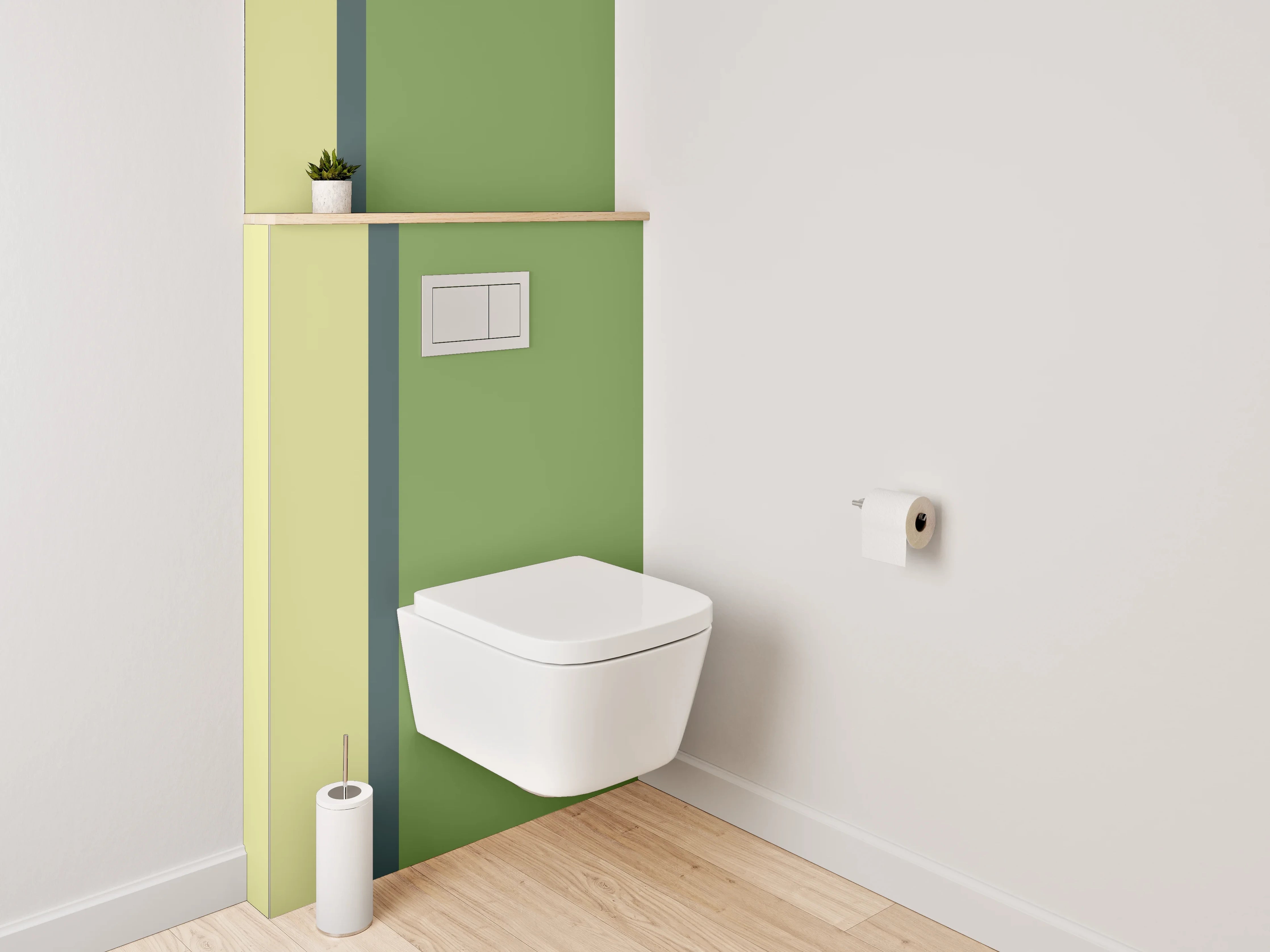 WC-Rückwand - Modernes Streifenmuster in Grün und Gelb
