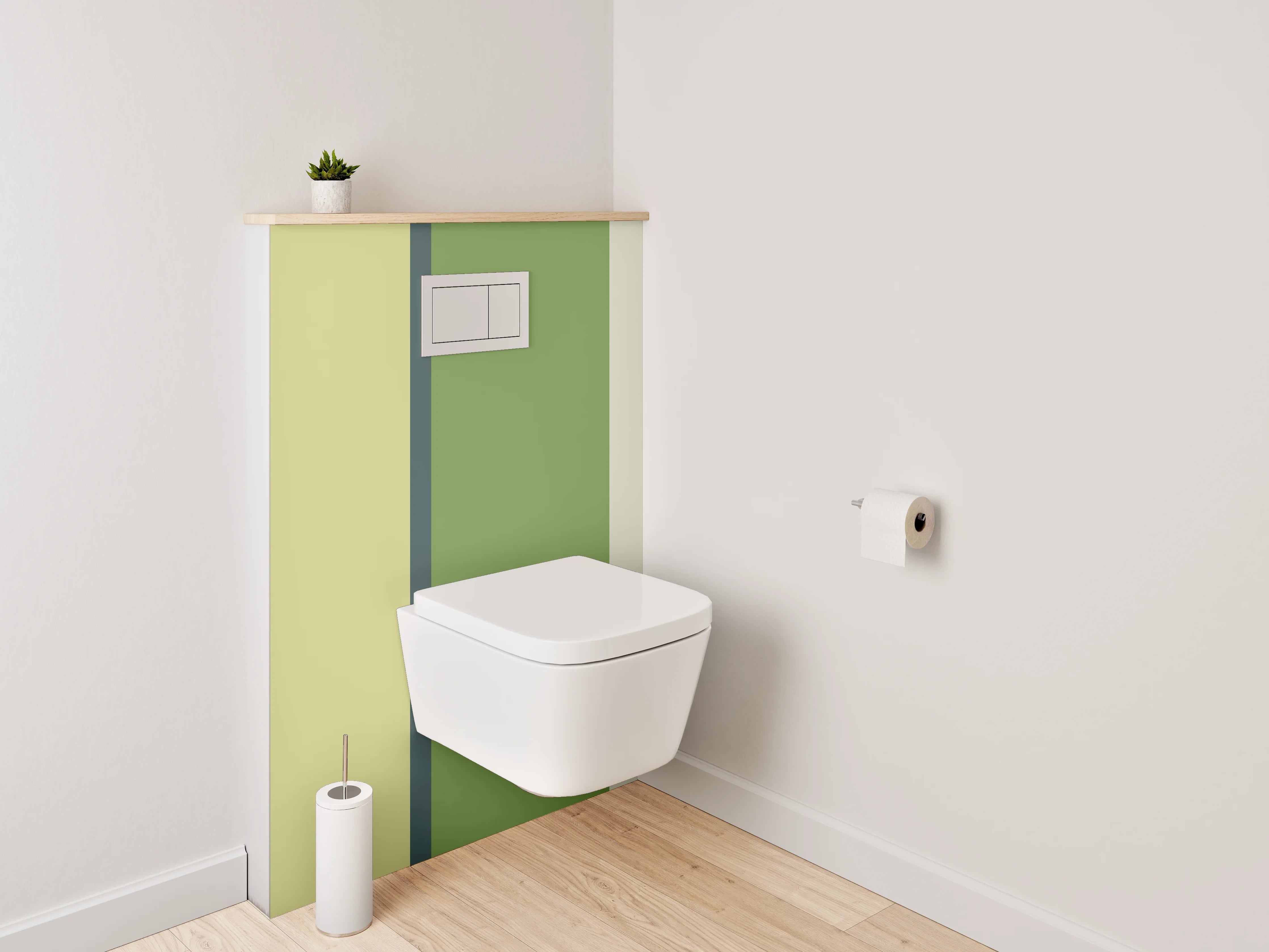 WC-Rückwand - Modernes Streifenmuster in Grün und Gelb