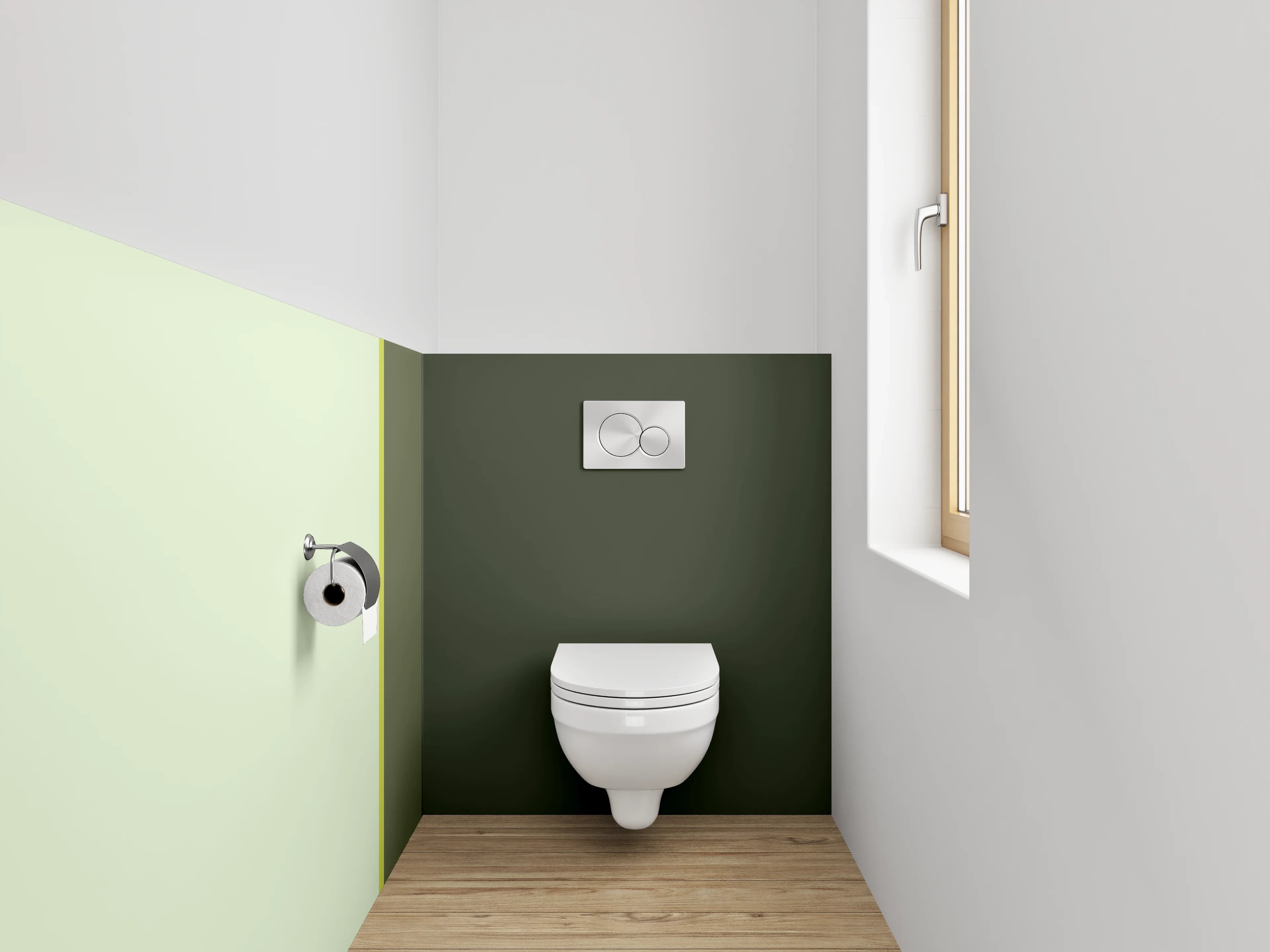 WC-Rückwand - Modernes Streifenmuster in Grüntönen