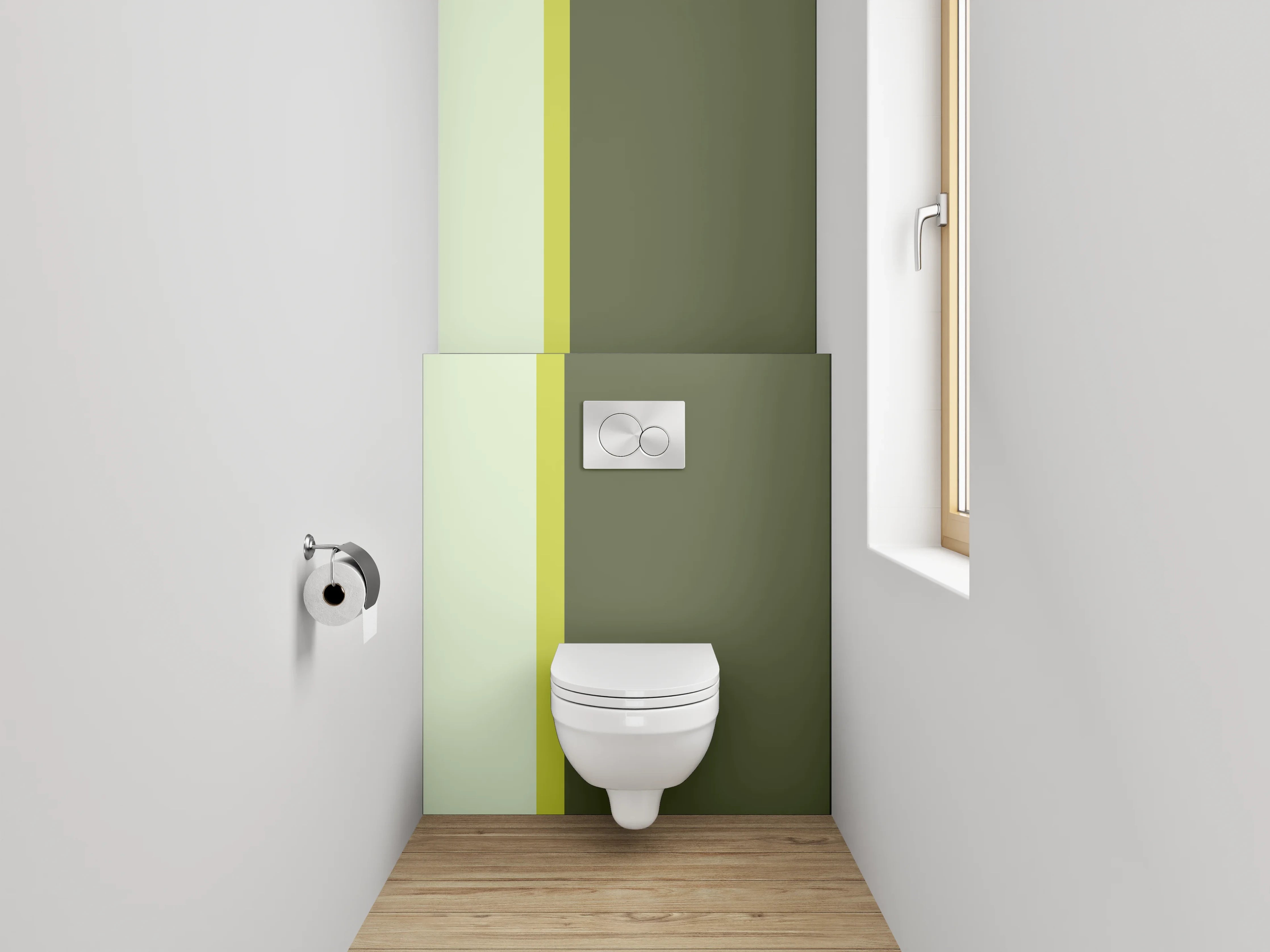 WC-Rückwand - Modernes Streifenmuster in Grüntönen
