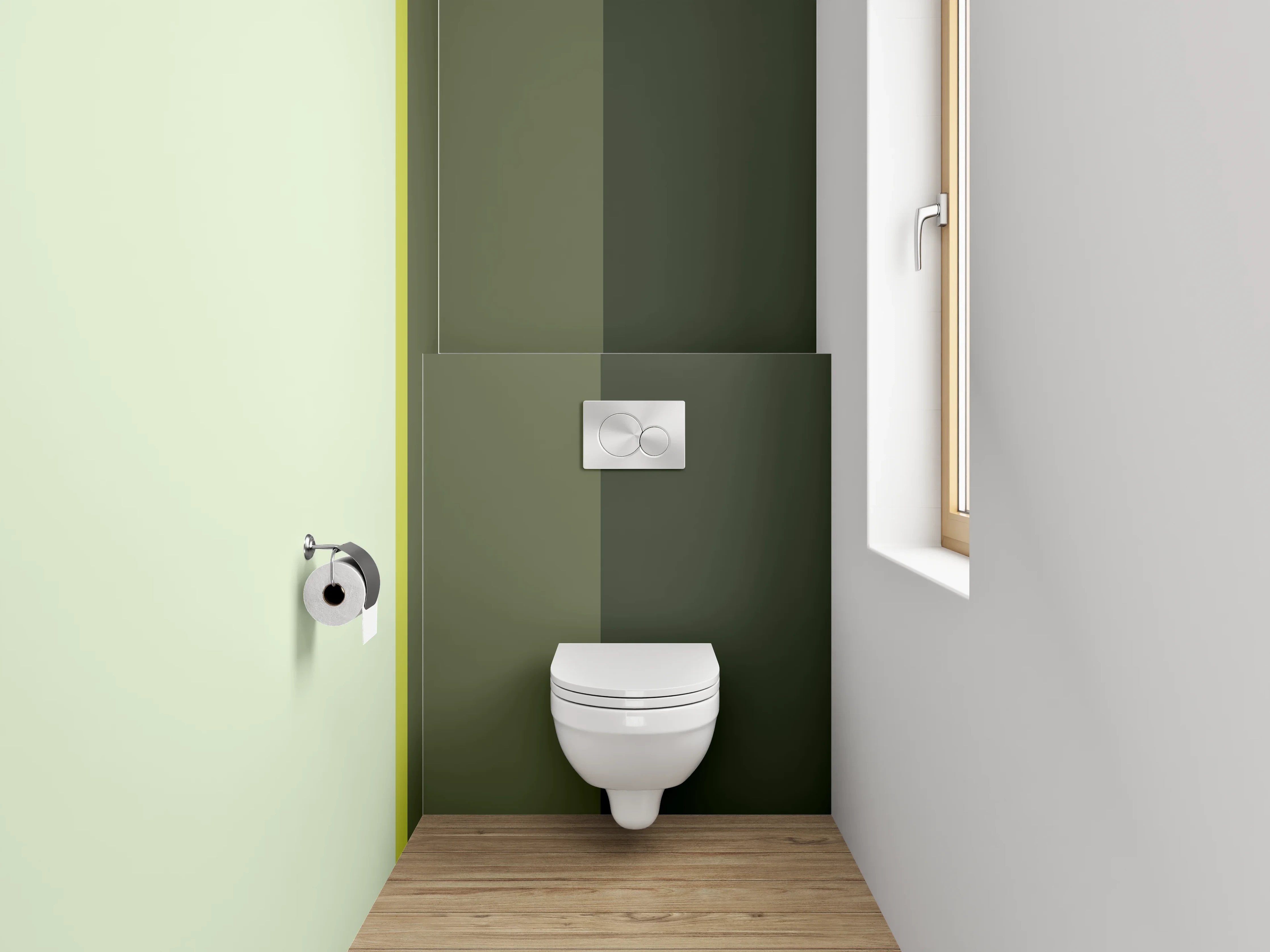 WC-Rückwand - Modernes Streifenmuster in Grüntönen
