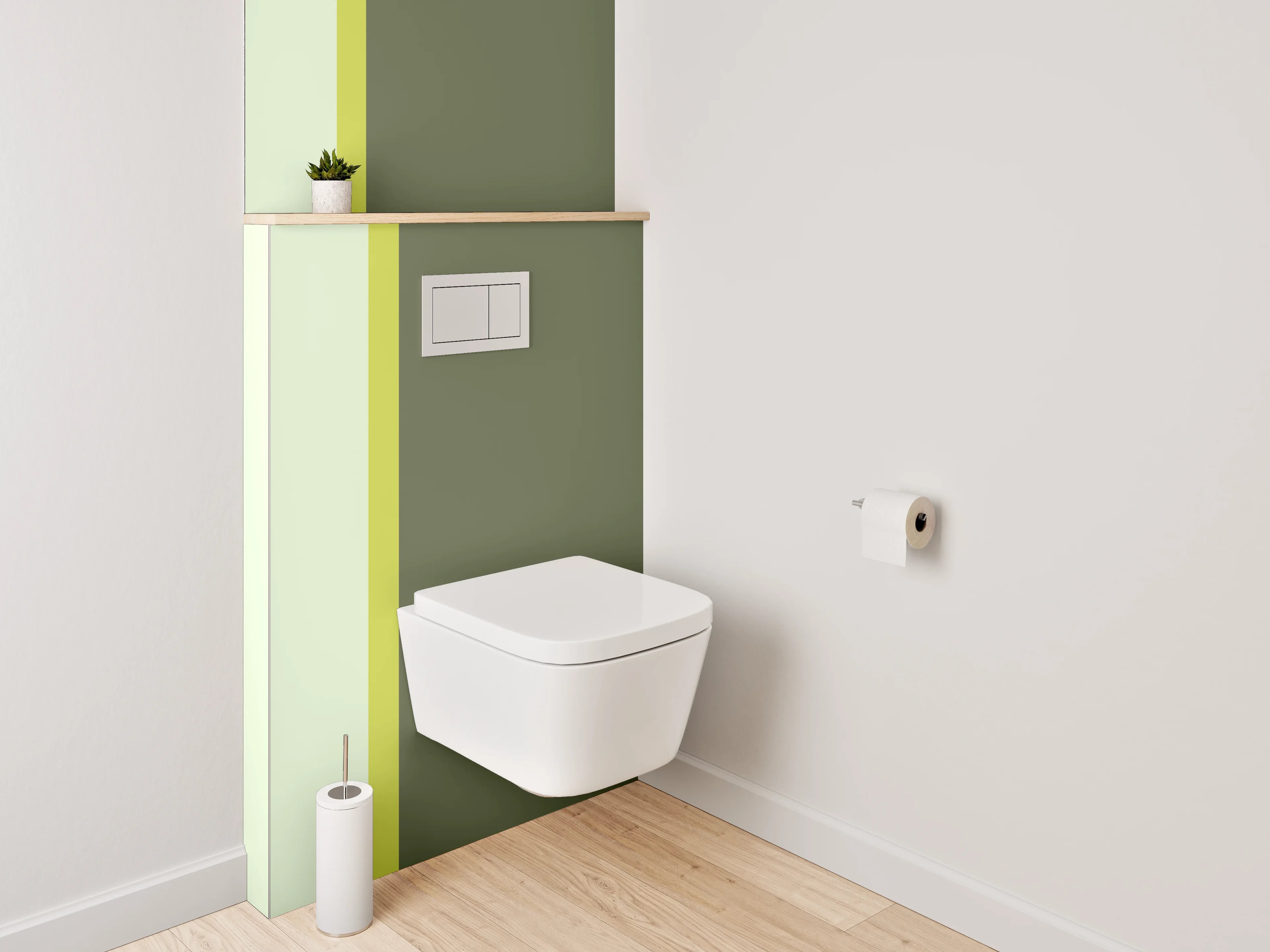 WC-Rückwand - Modernes Streifenmuster in Grüntönen