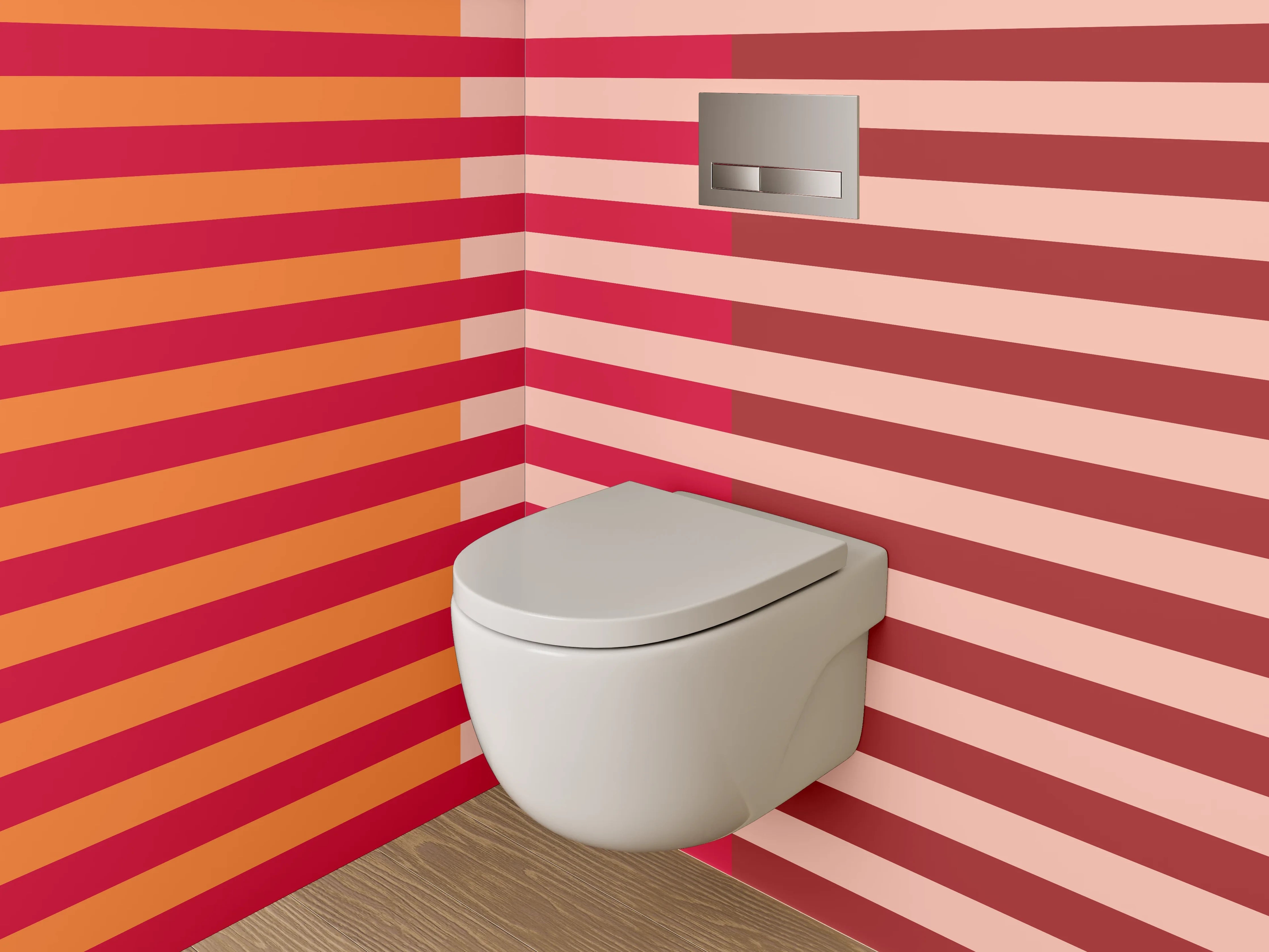 WC-Rückwand - Modernes Streifenmuster in Orange und Rot