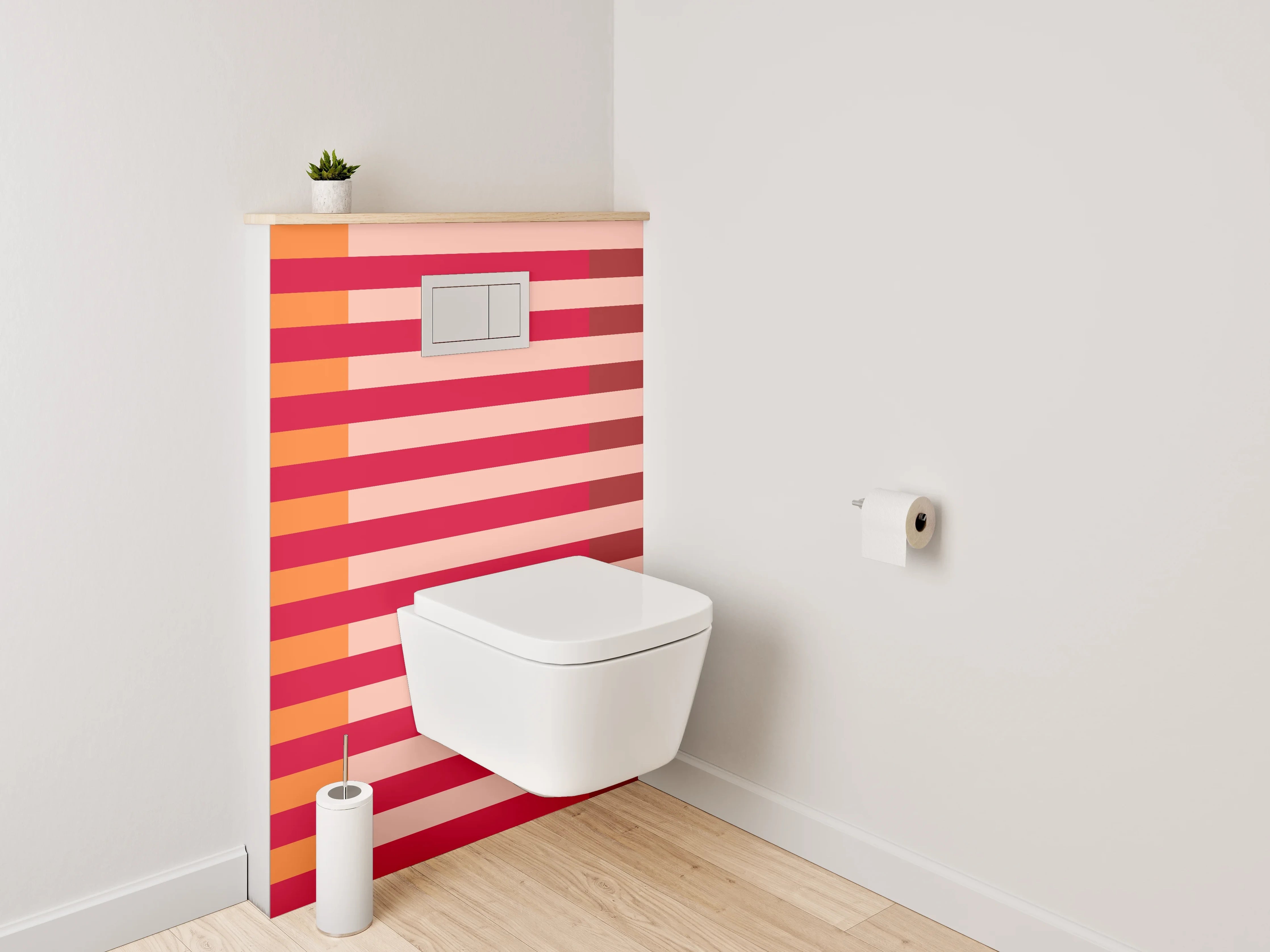 WC-Rückwand - Modernes Streifenmuster in Orange und Rot