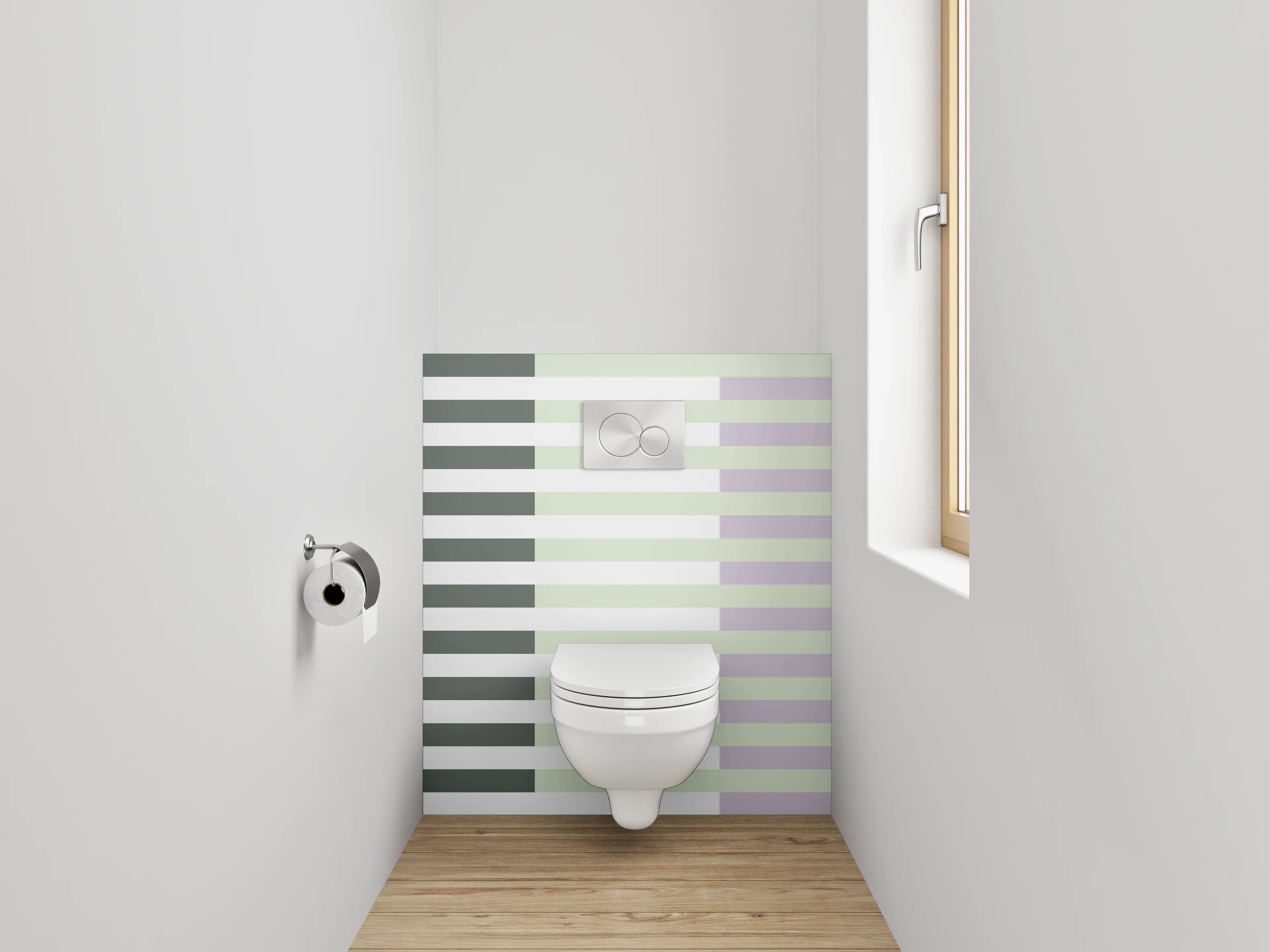 WC-Rückwand - Modernes Streifenmuster in Weiß und Grau