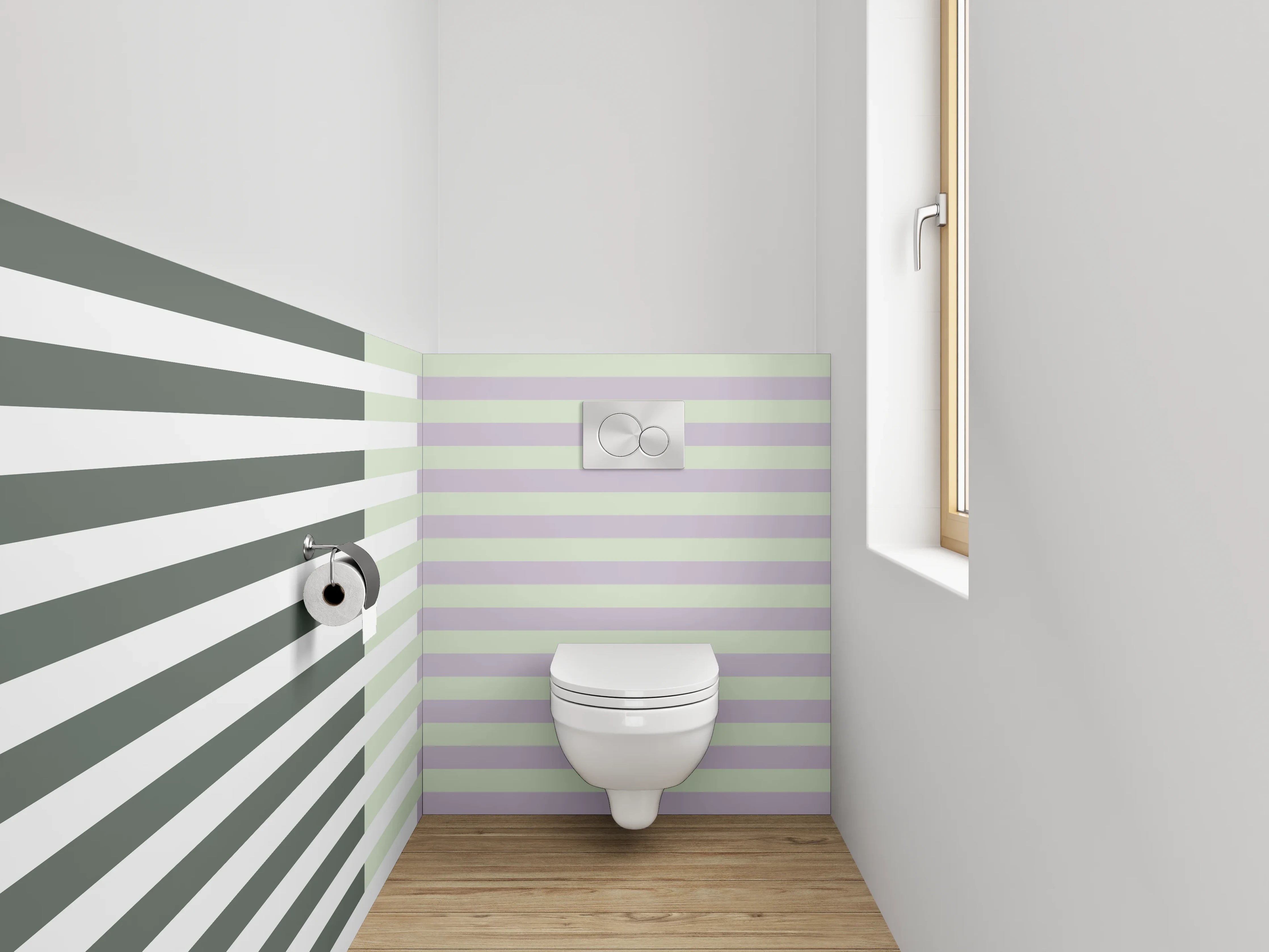 WC-Rückwand - Modernes Streifenmuster in Weiß und Grau