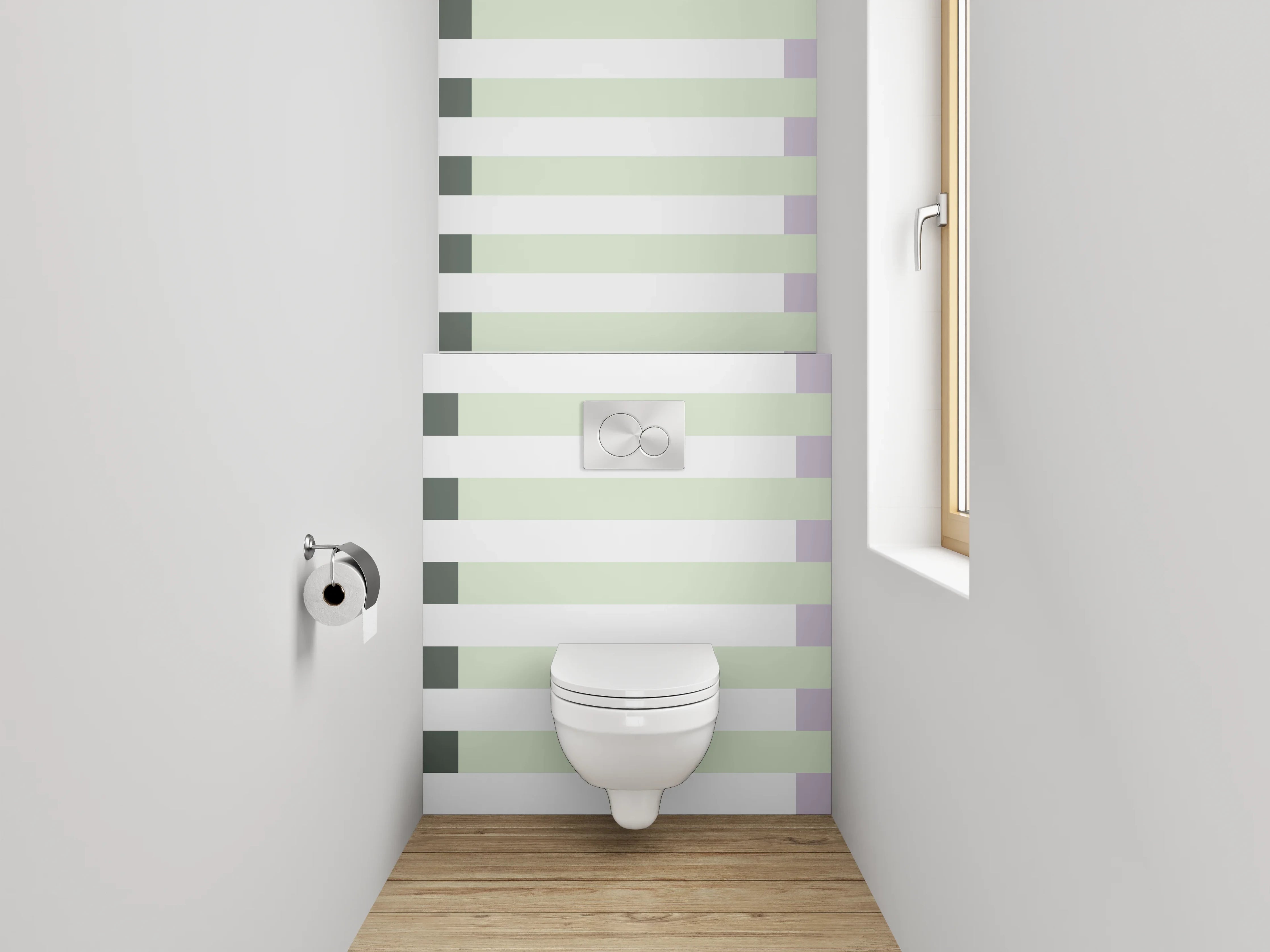 WC-Rückwand - Modernes Streifenmuster in Weiß und Grau