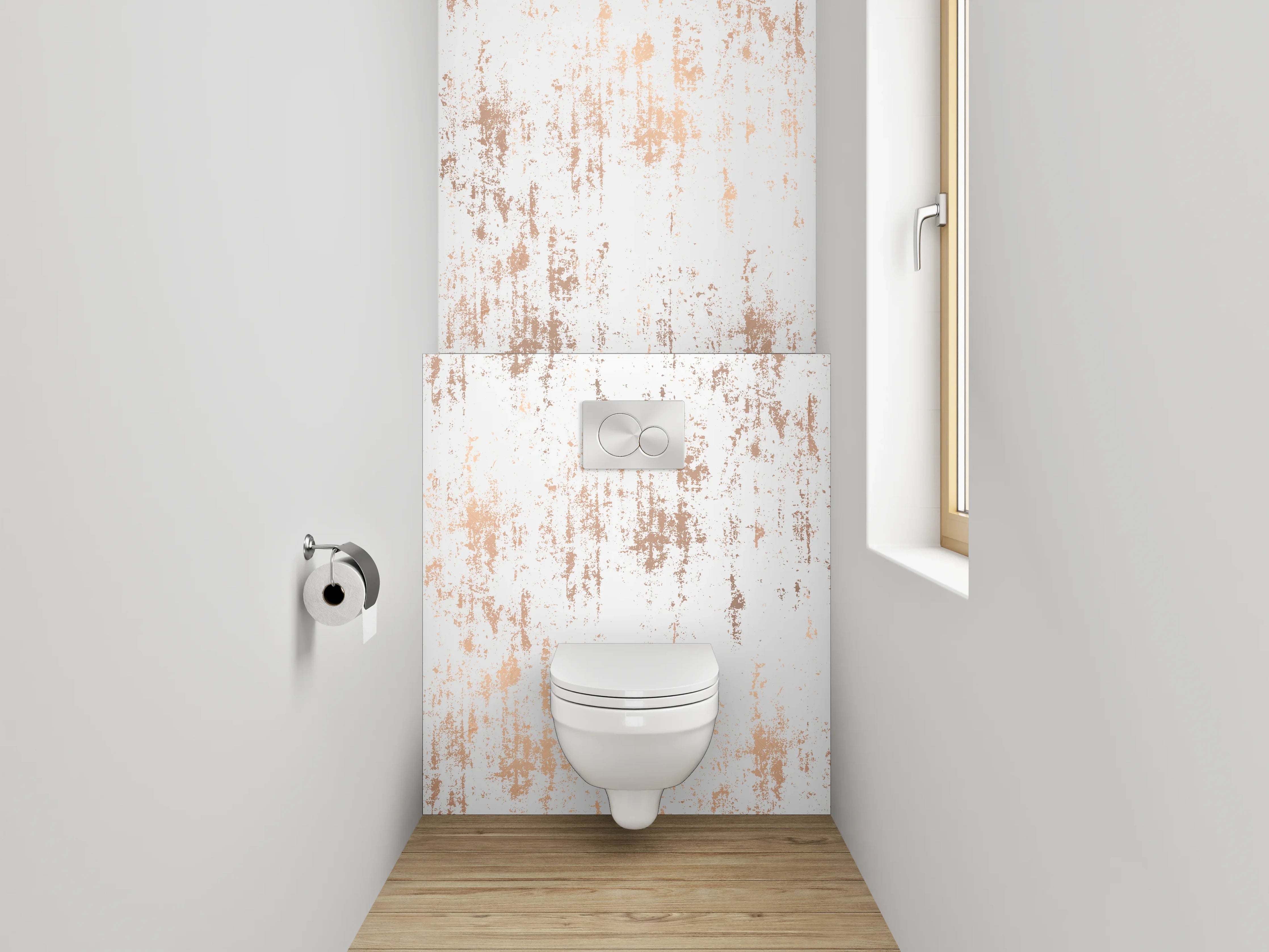 WC-Rückwand - Modernes Vintage Muster Weiß Braun