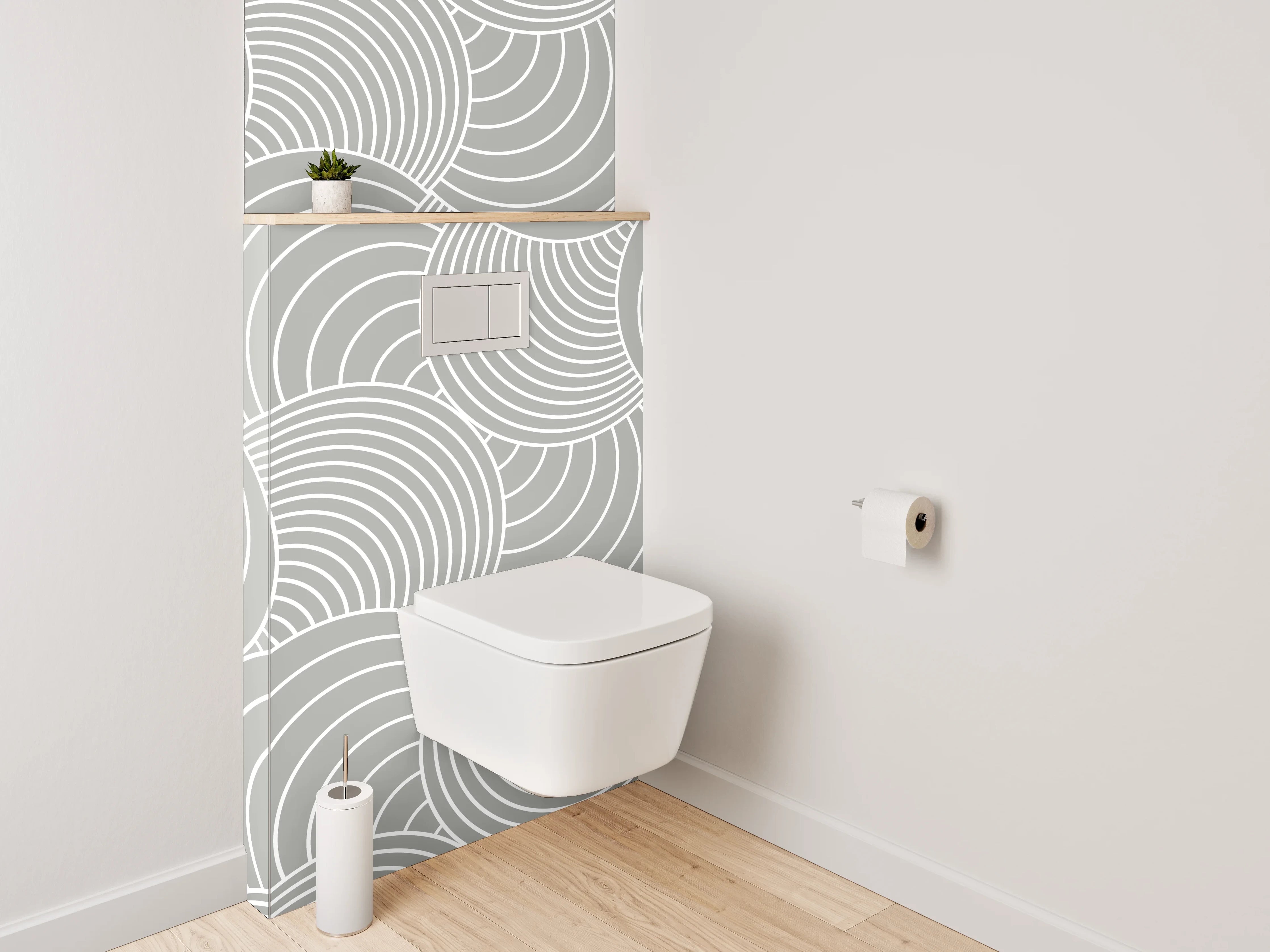 WC-Rückwand - Modernes Wellenmuster Weiß-Grau
