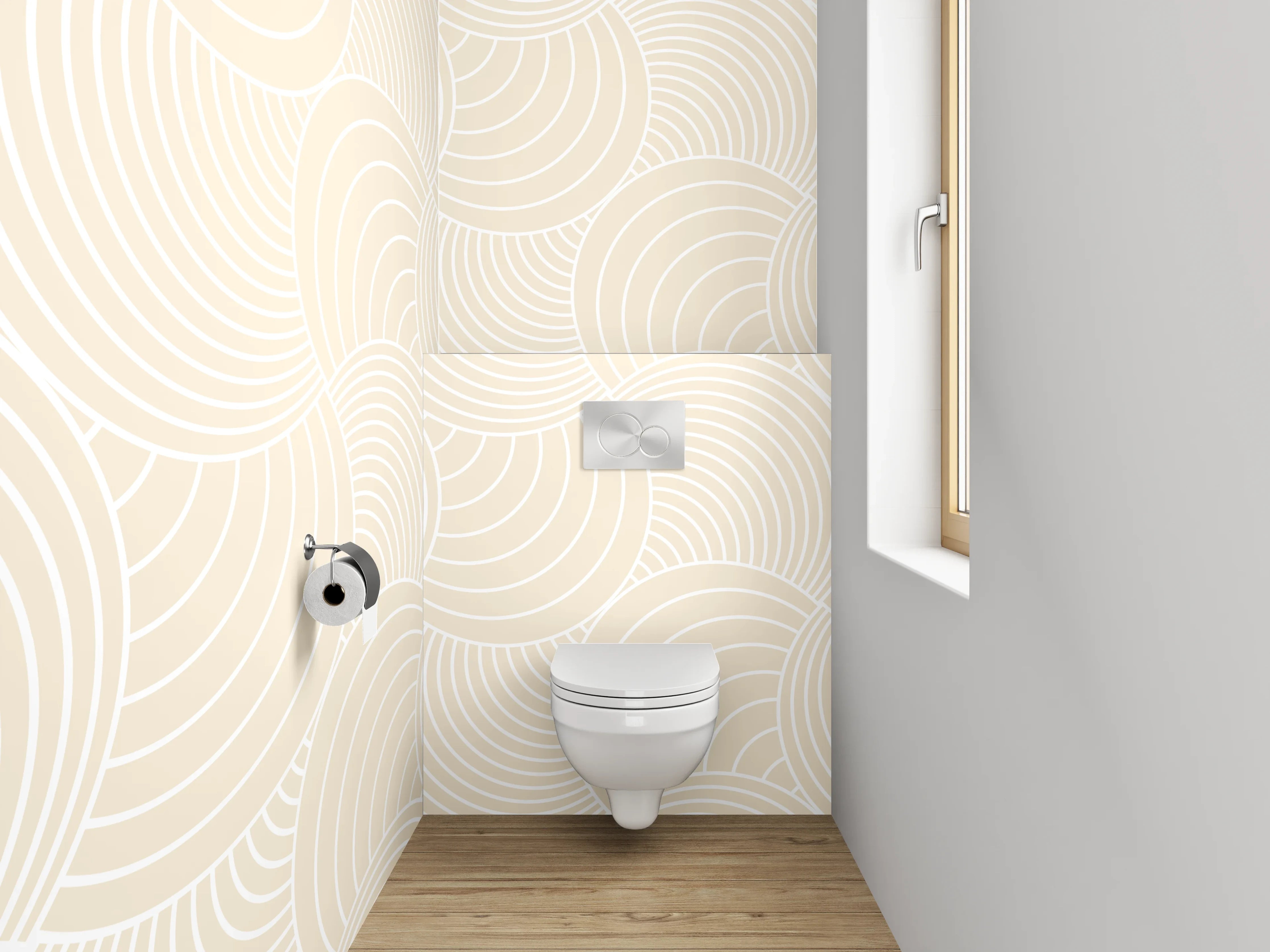 WC-Rückwand - Modernes Wellenmuster beige