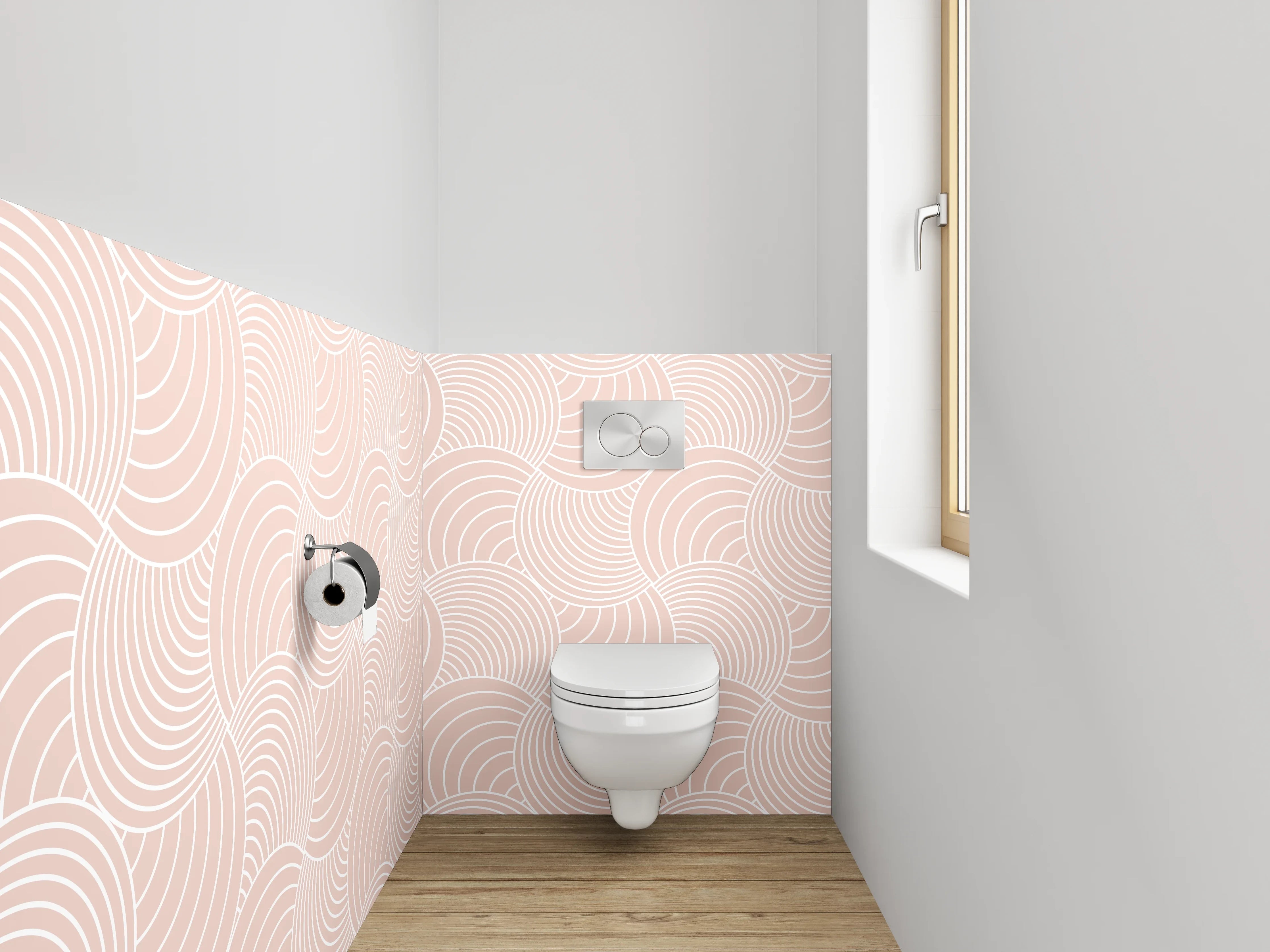 WC-Rückwand - Modernes Wellenmuster in Beige Tönen
