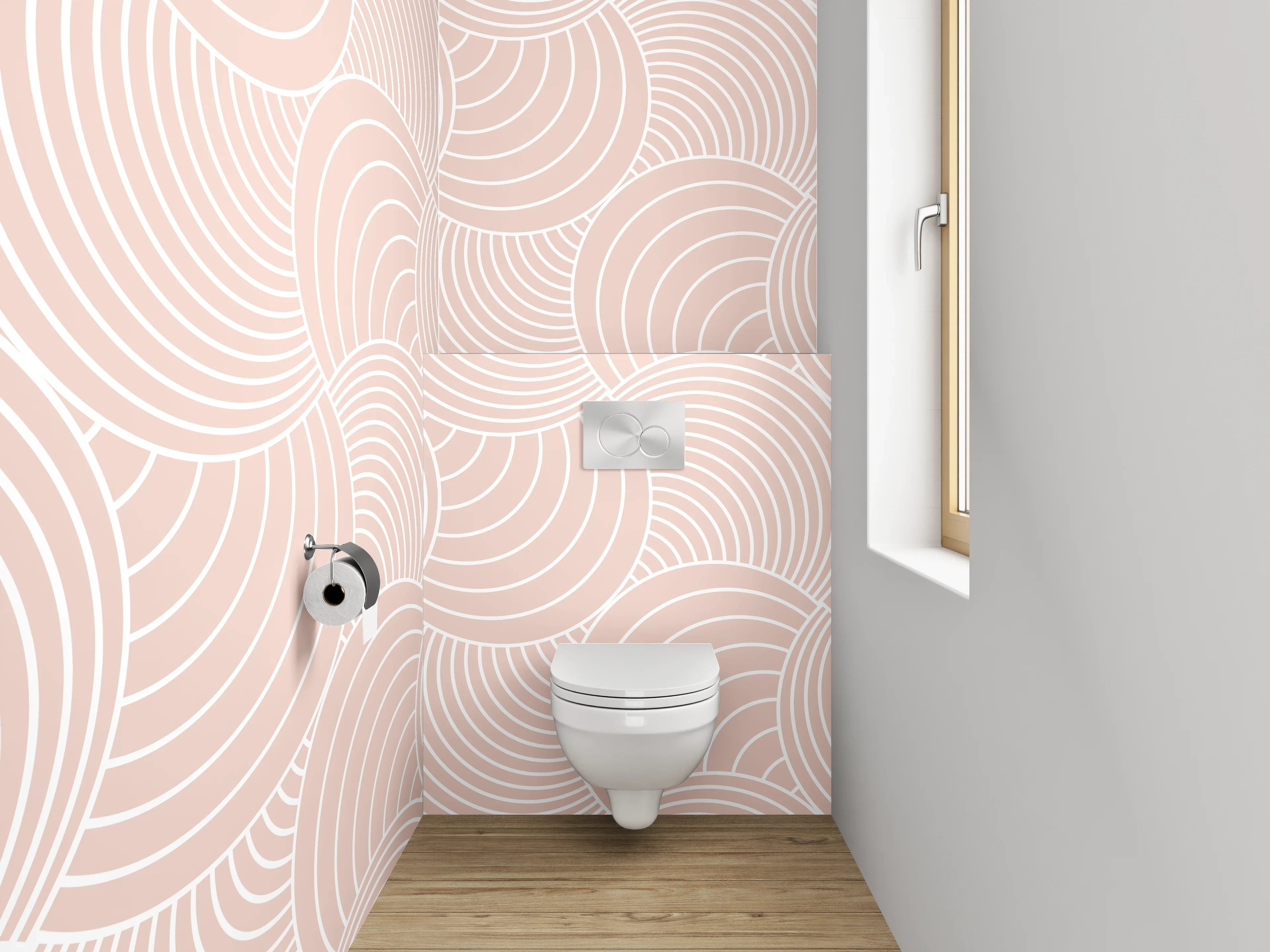 WC-Rückwand - Modernes Wellenmuster in Beige Tönen