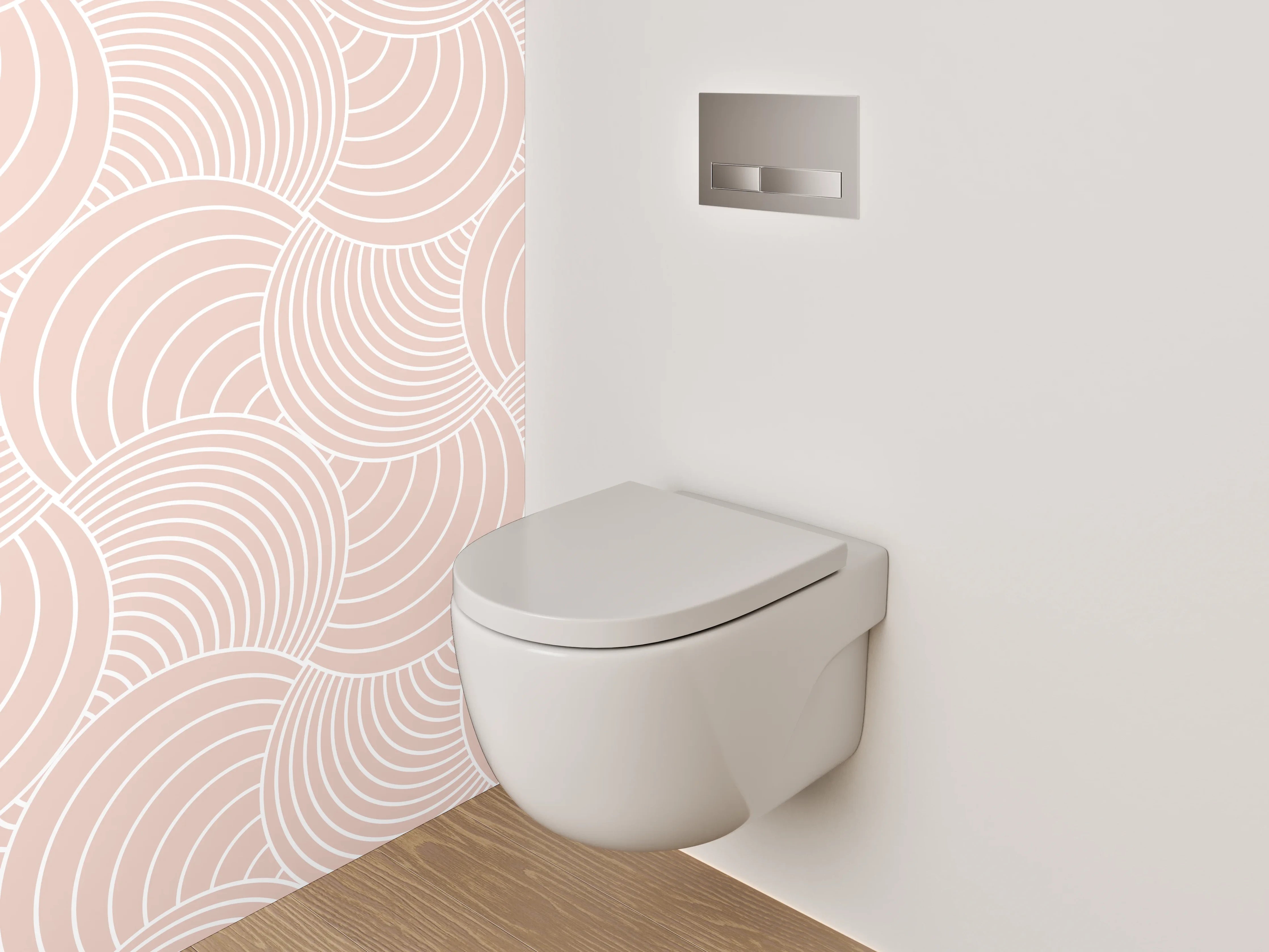 WC-Rückwand - Modernes Wellenmuster in Beige Tönen