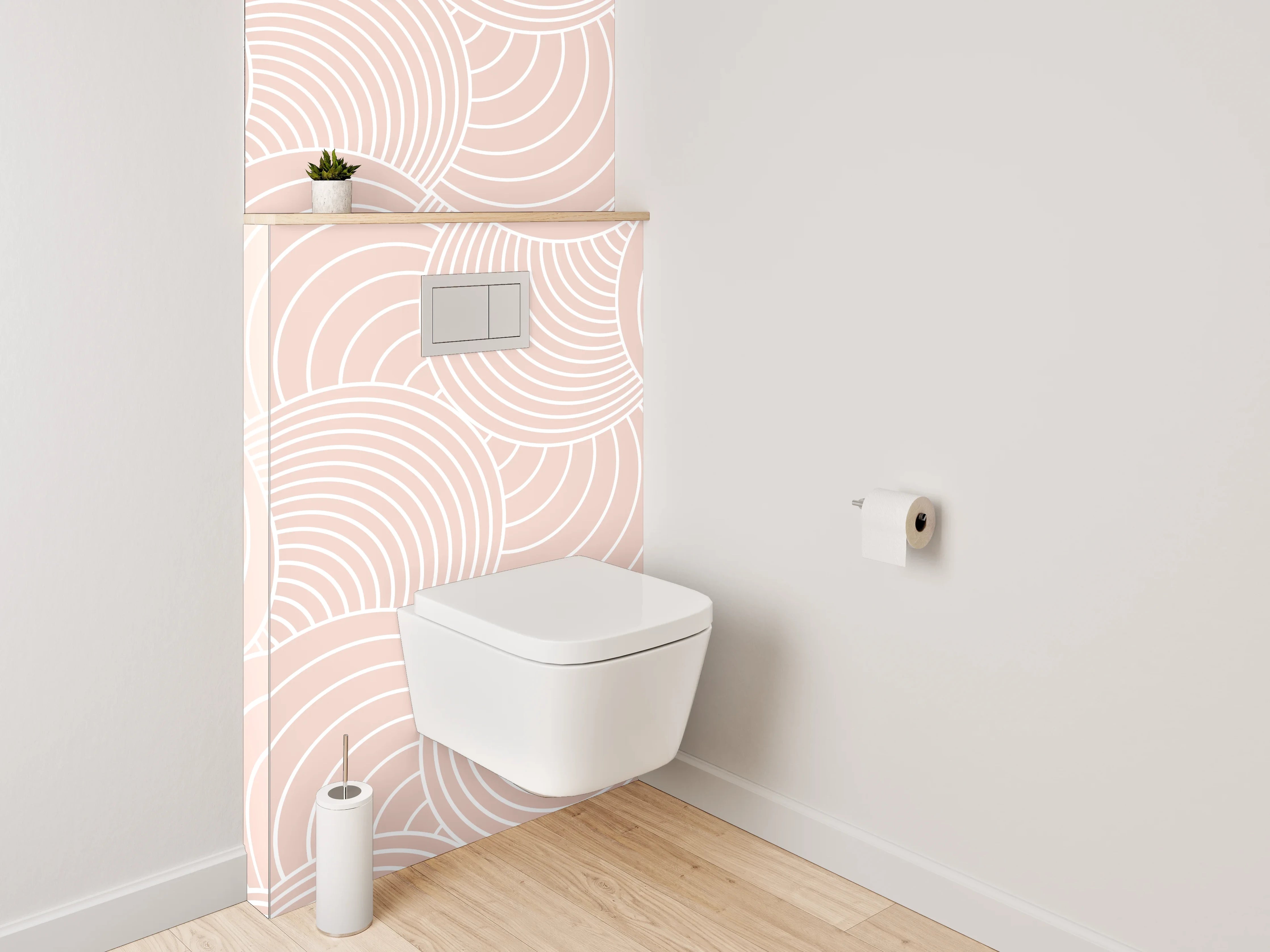 WC-Rückwand - Modernes Wellenmuster in Beige Tönen