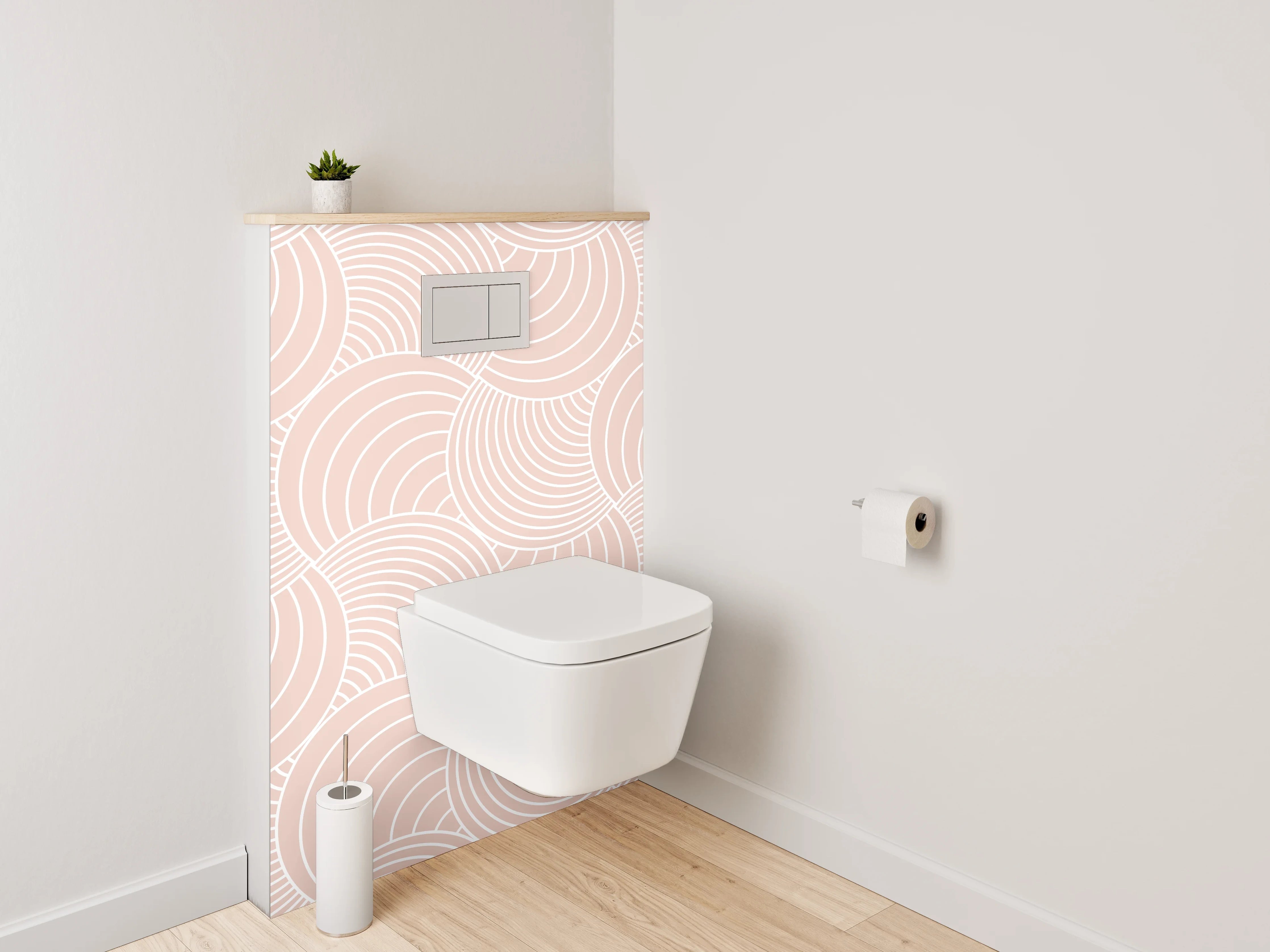 WC-Rückwand - Modernes Wellenmuster in Beige Tönen