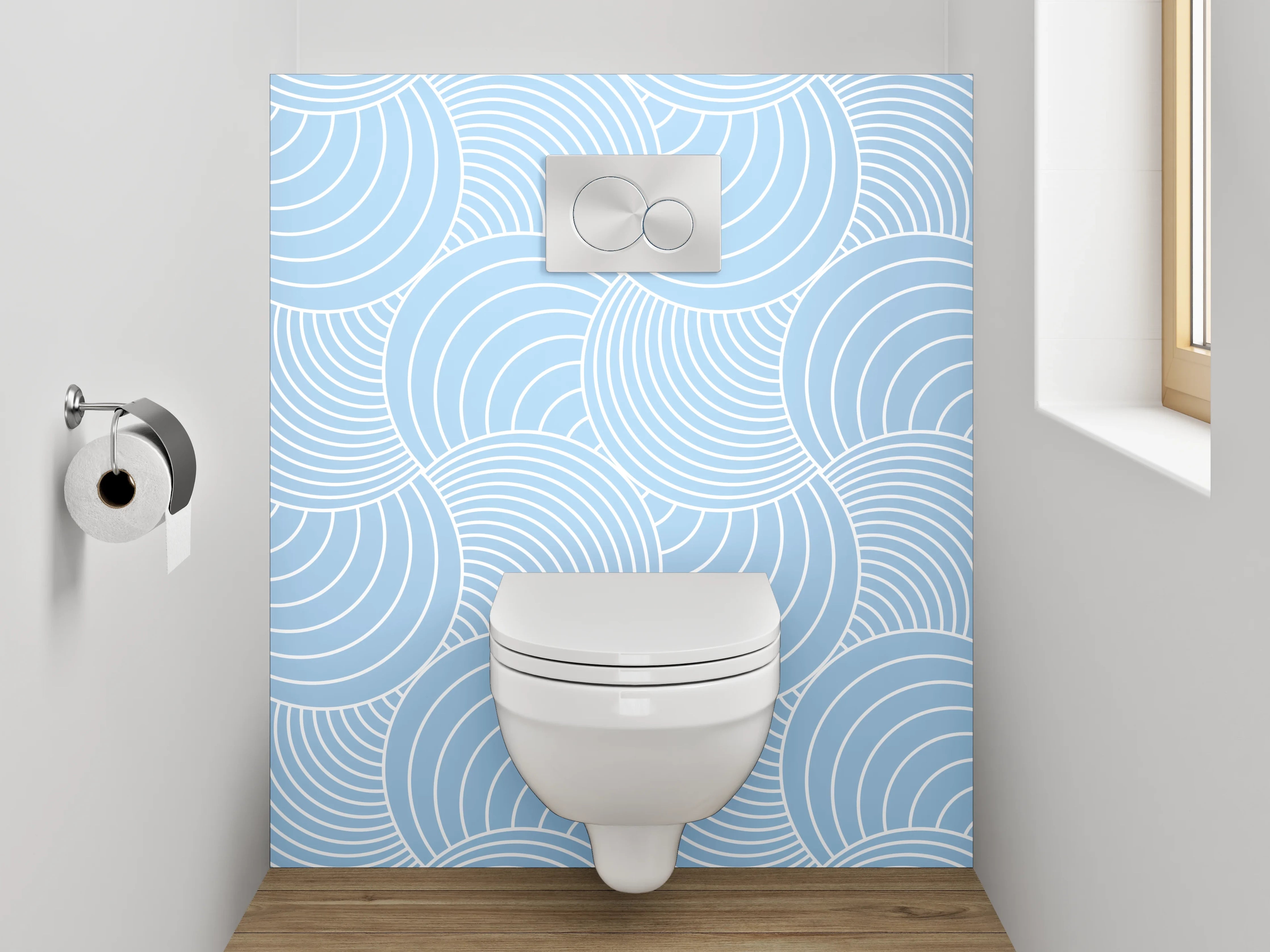 WC-Rückwand - Modernes Wellenmuster in Blau