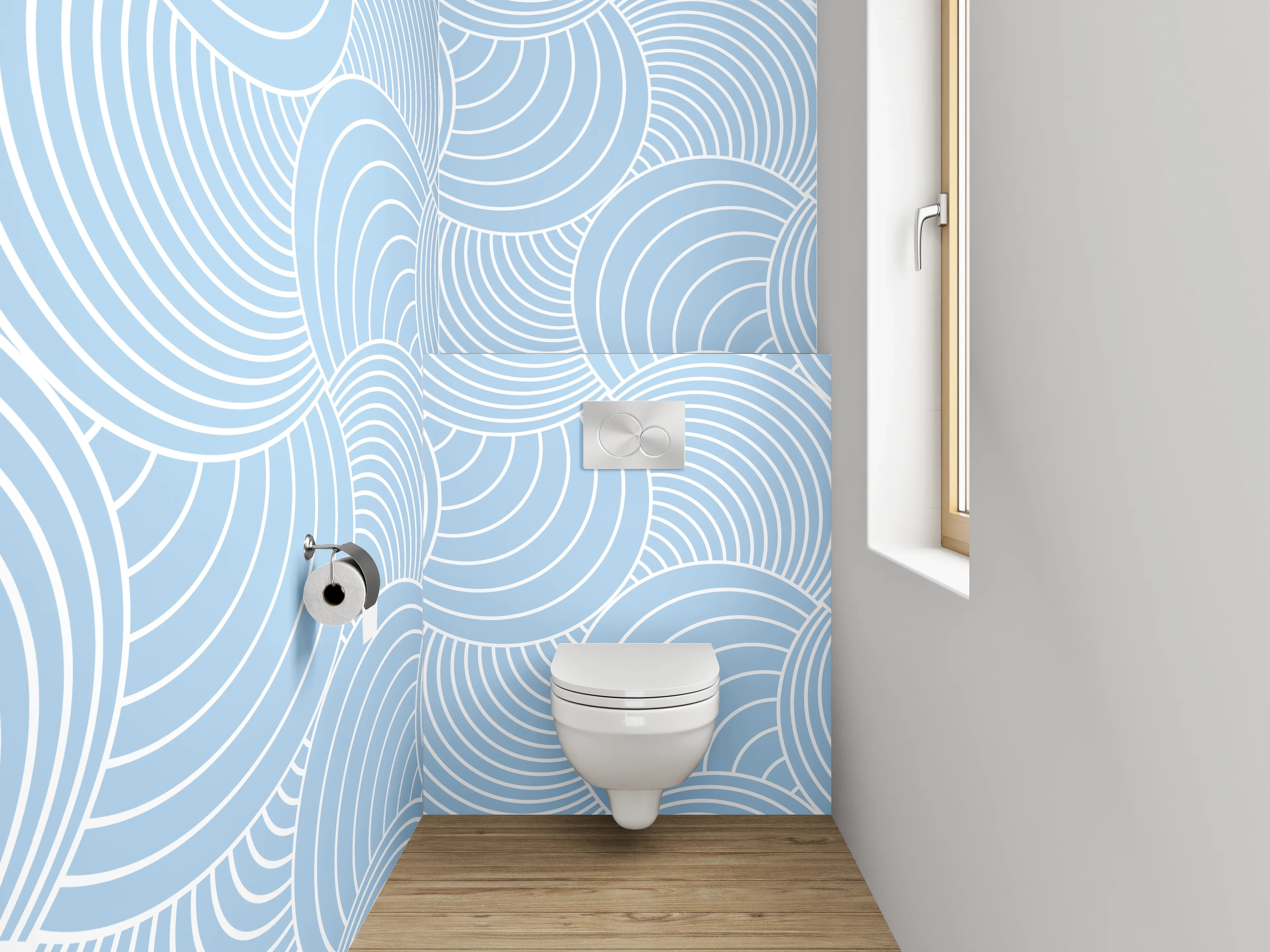 WC-Rückwand - Modernes Wellenmuster in Blau