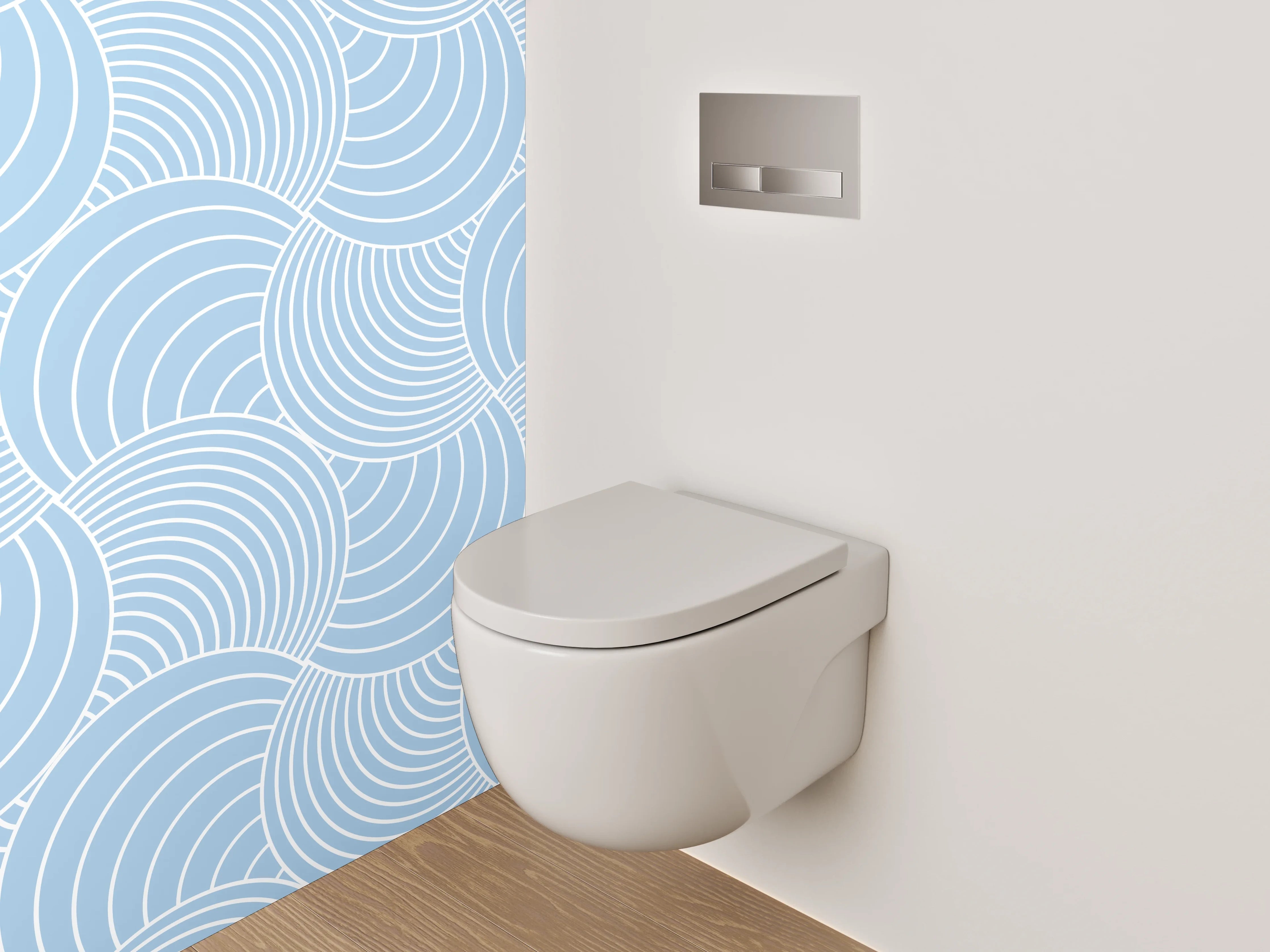 WC-Rückwand - Modernes Wellenmuster in Blau