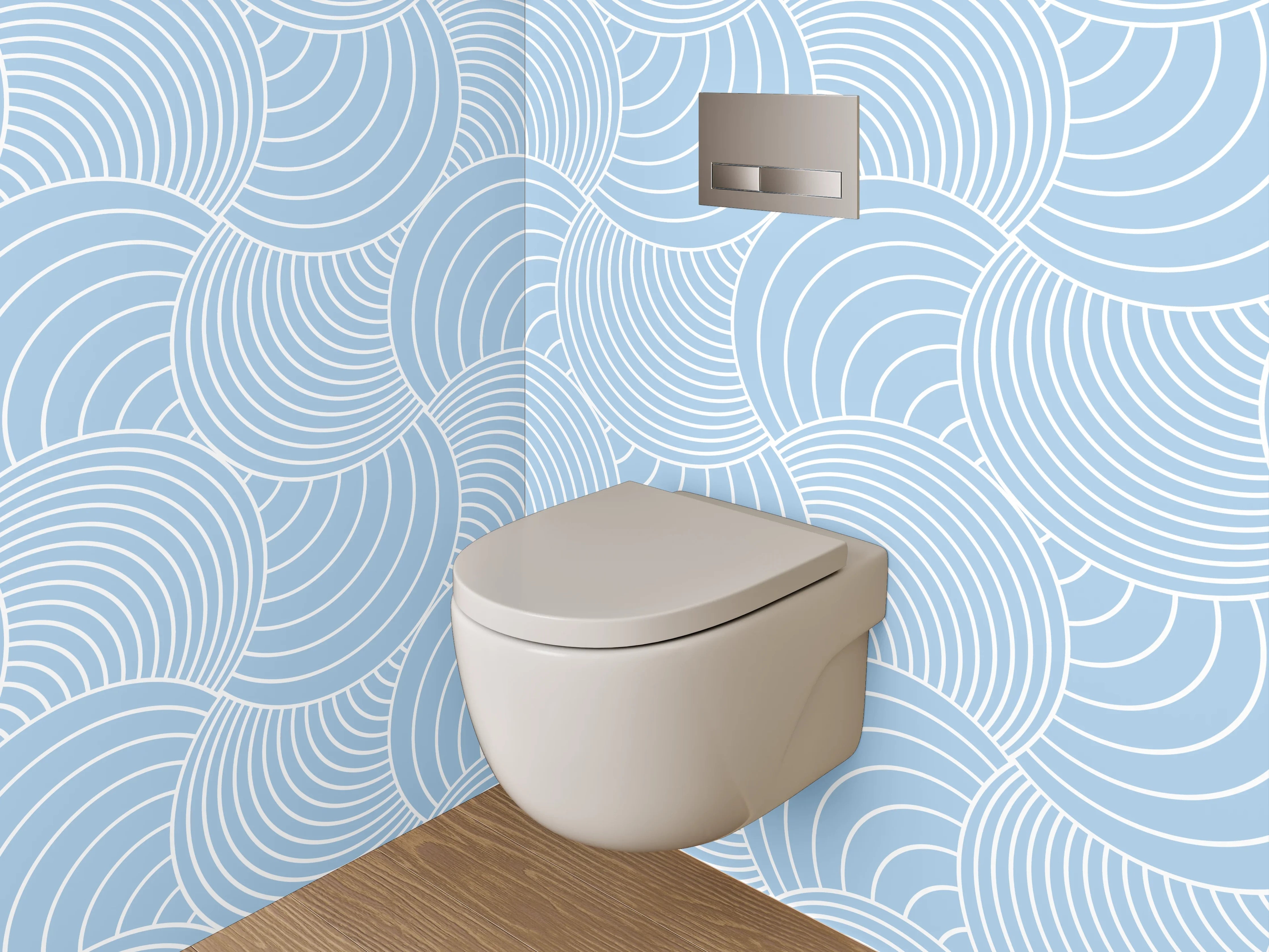 WC-Rückwand - Modernes Wellenmuster in Blau