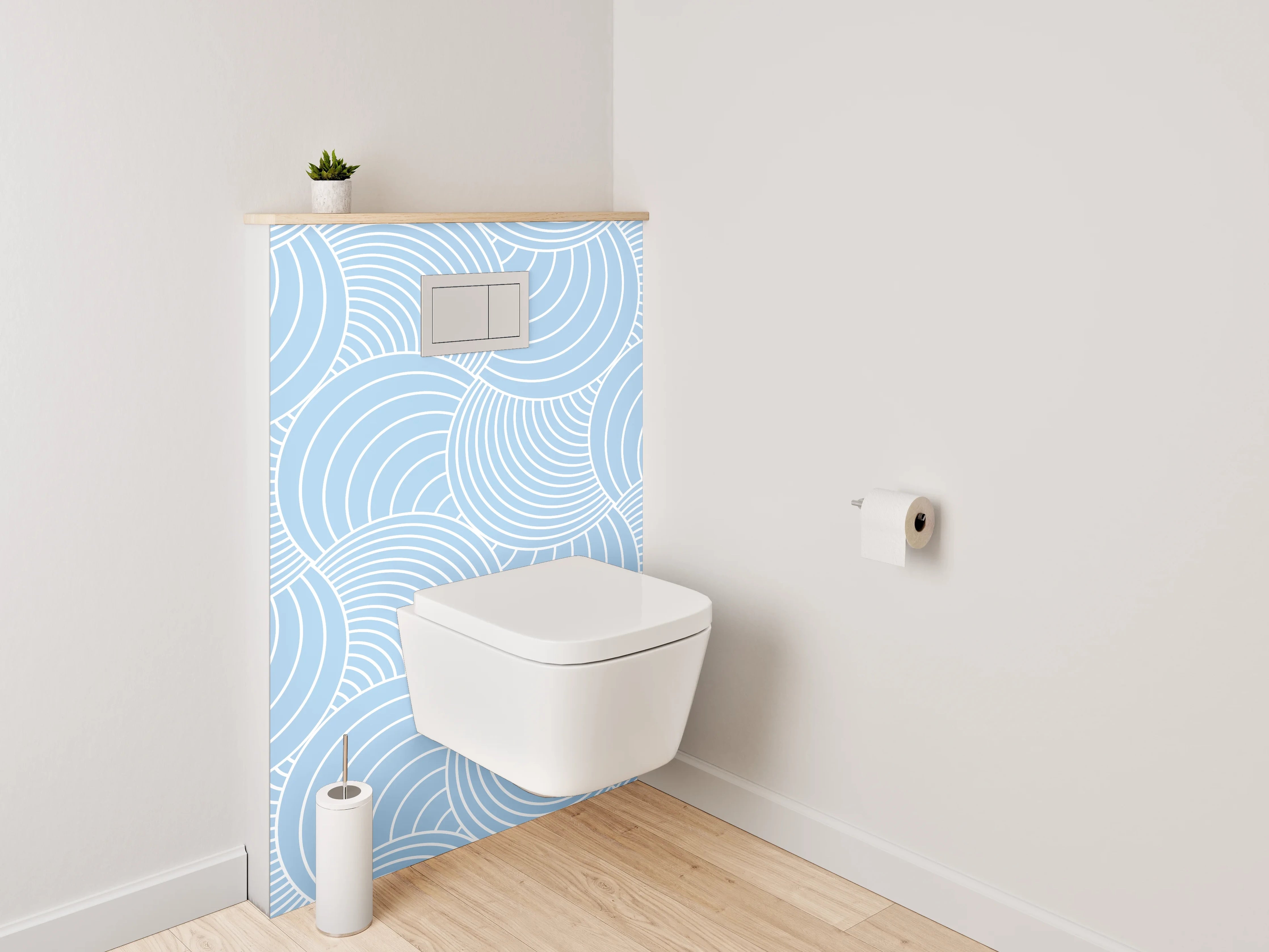 WC-Rückwand - Modernes Wellenmuster in Blau