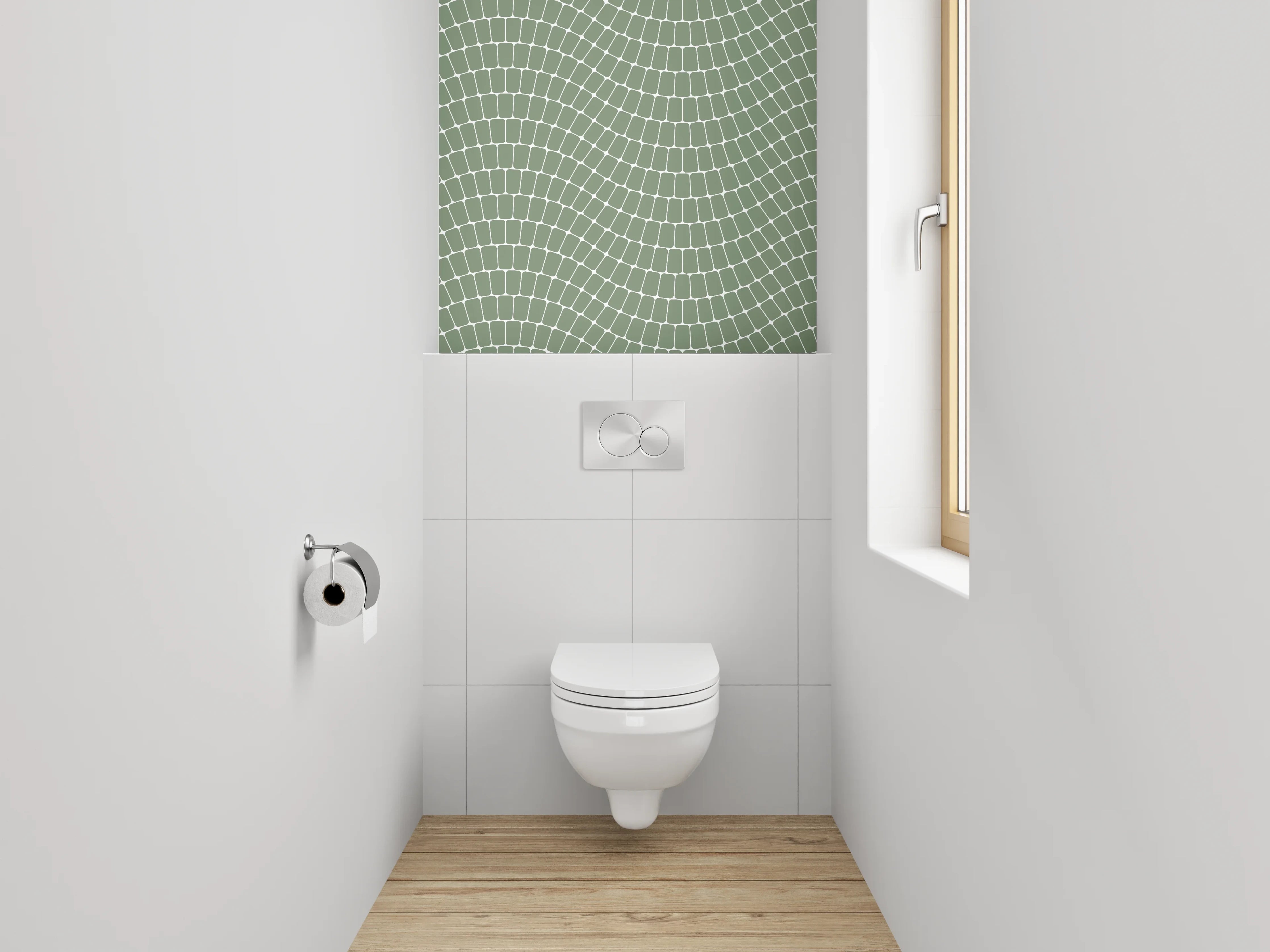 WC-Rückwand - Modernes Wellenmuster in Olivgrün